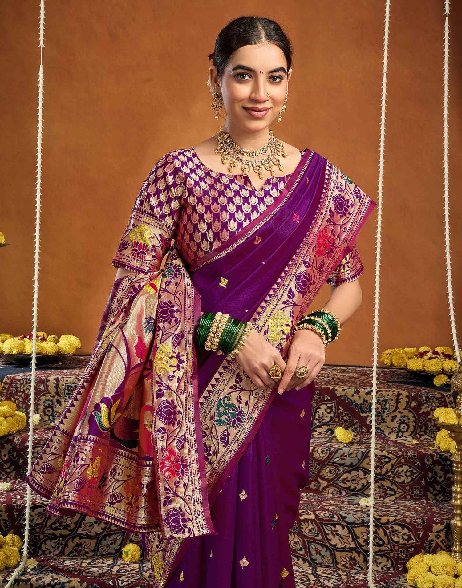 Purple Silk Woven Paithani Saree