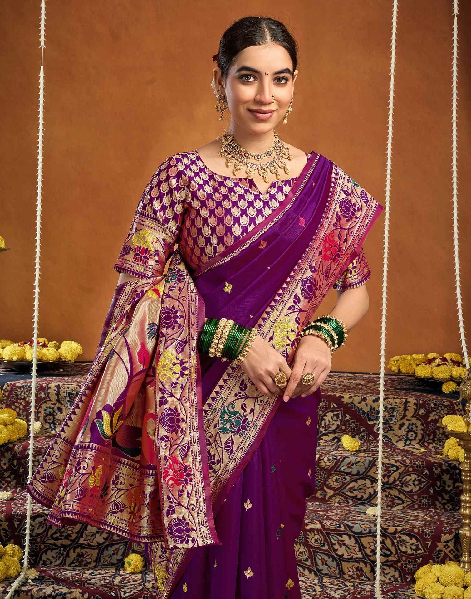 Purple Silk Woven Paithani Saree
