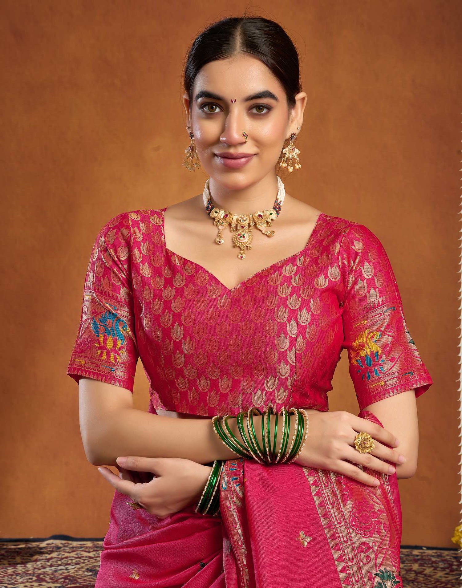 Dark Pink Silk Woven Paithani Saree