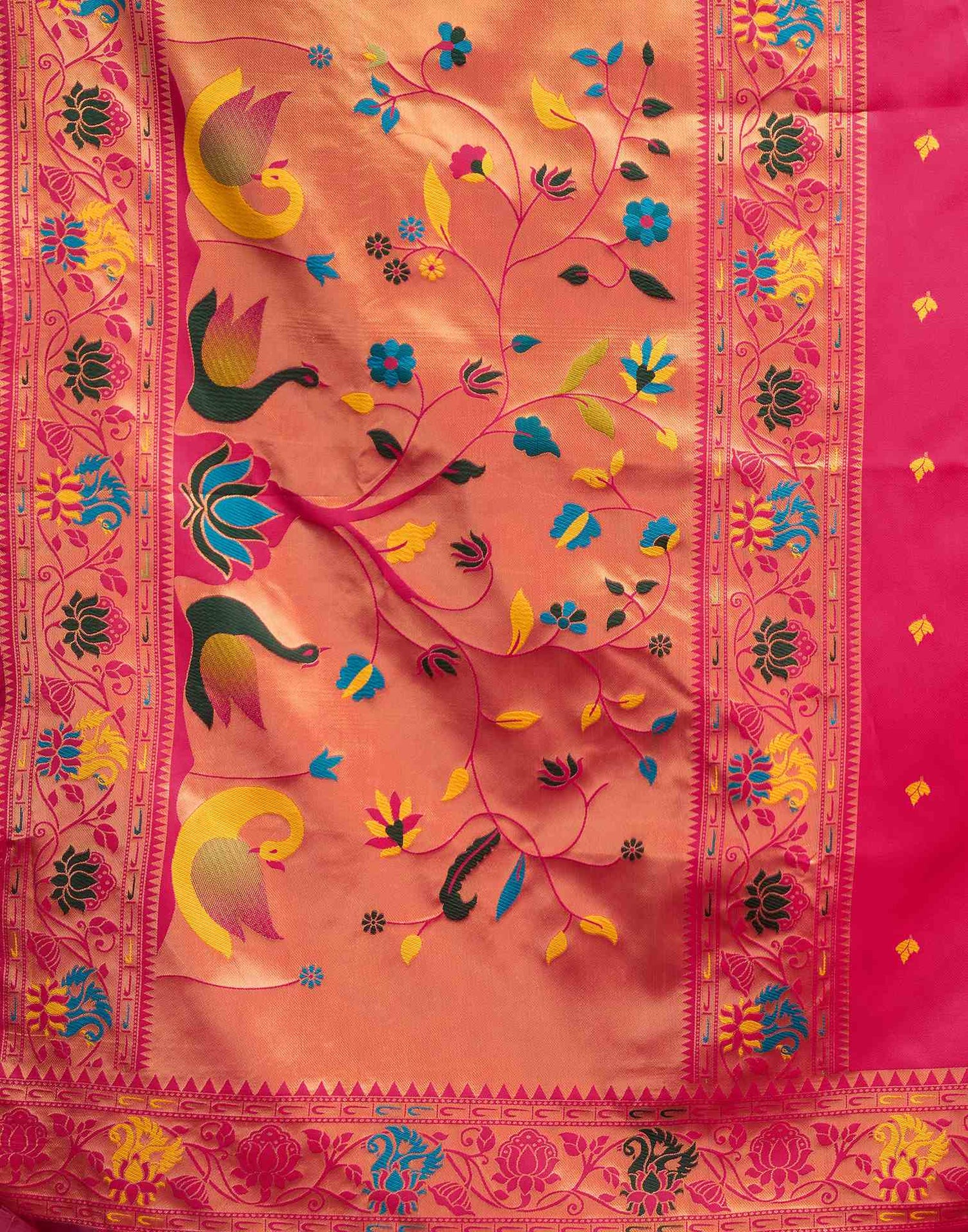 Dark Pink Silk Woven Paithani Saree
