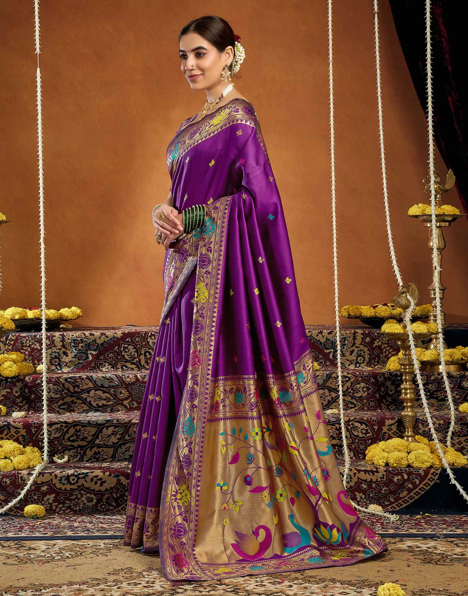 Dark Purple Silk Woven Paithani Saree