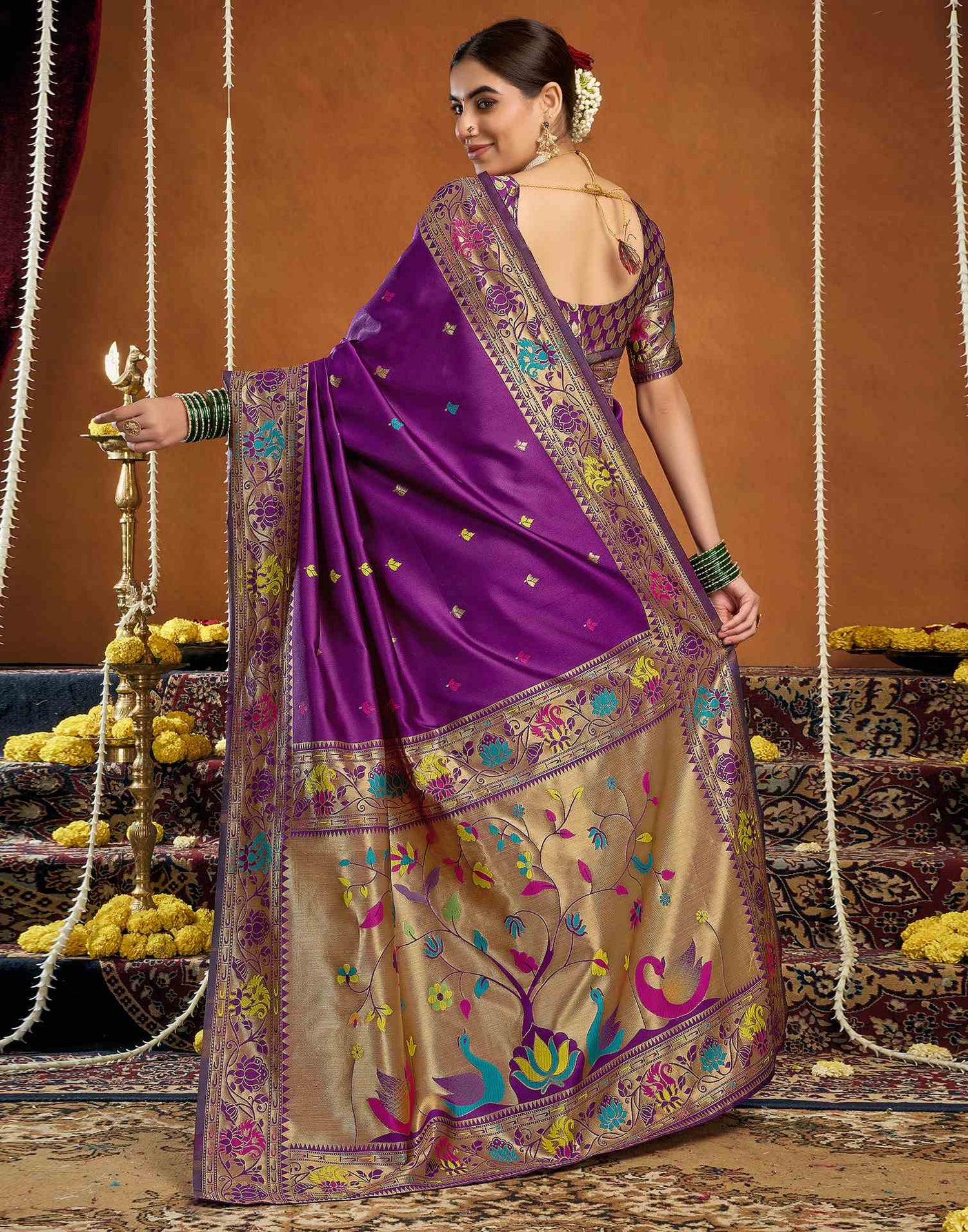 Dark Purple Silk Woven Paithani Saree