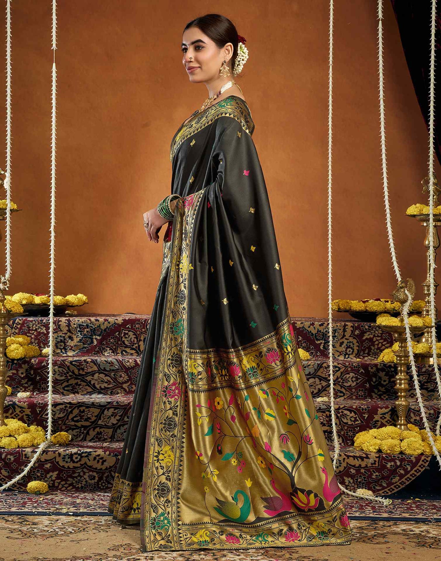 Black Silk Woven Paithani Saree