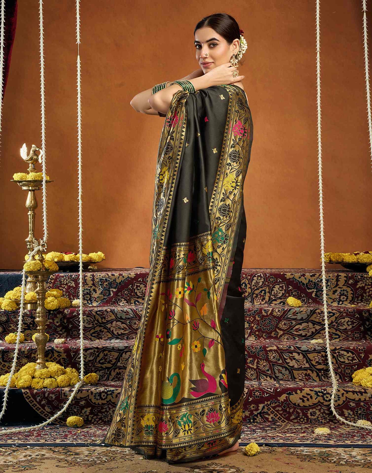 Black Silk Woven Paithani Saree
