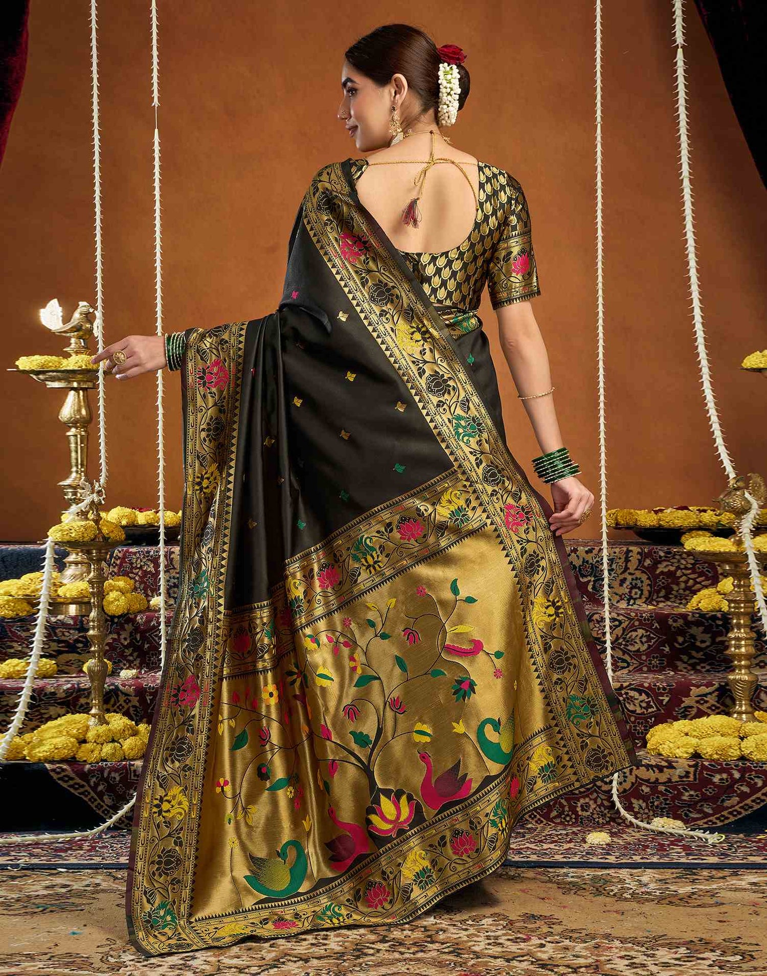 Black Silk Woven Paithani Saree