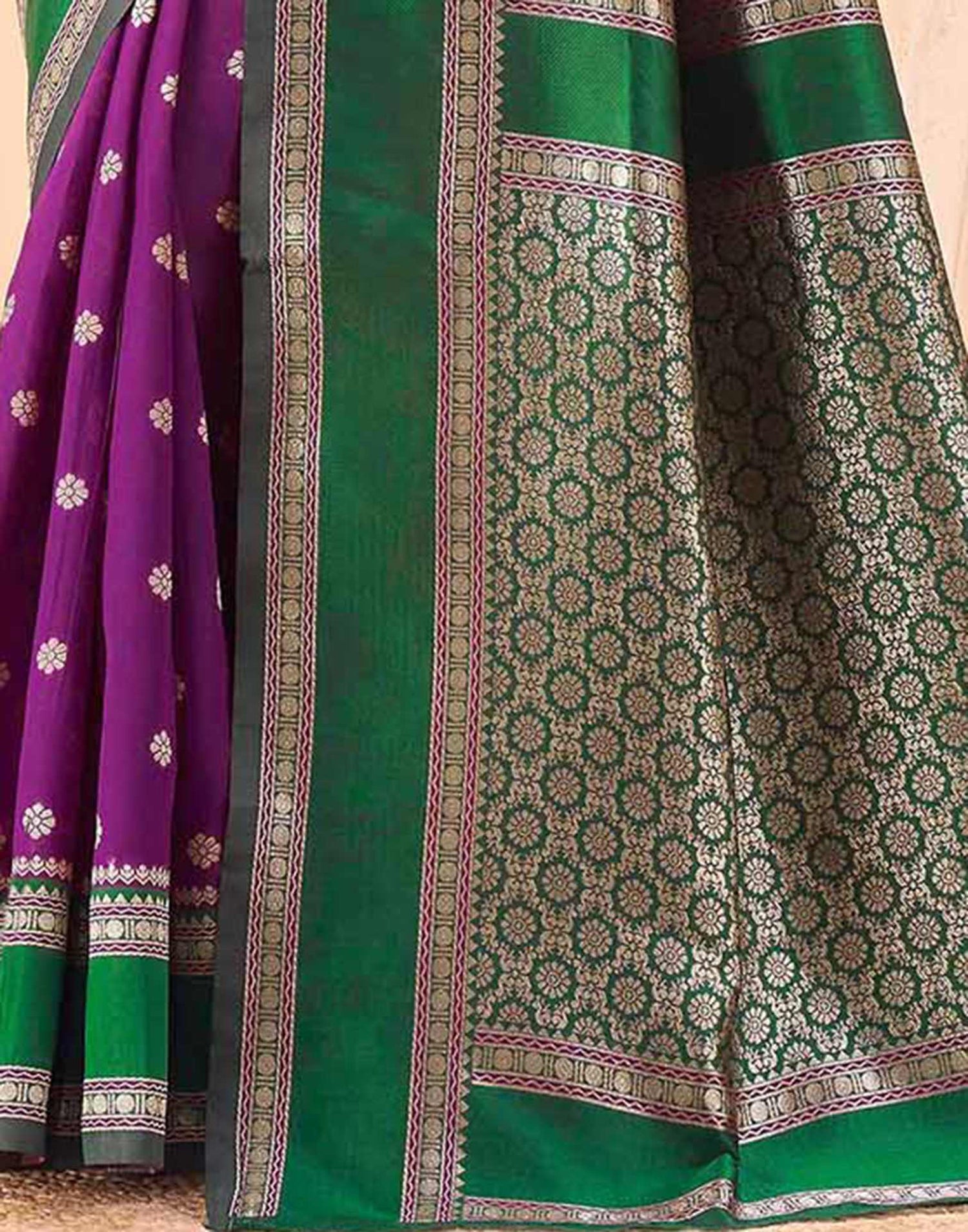 Dark Purple Silk Woven Banarasi Saree