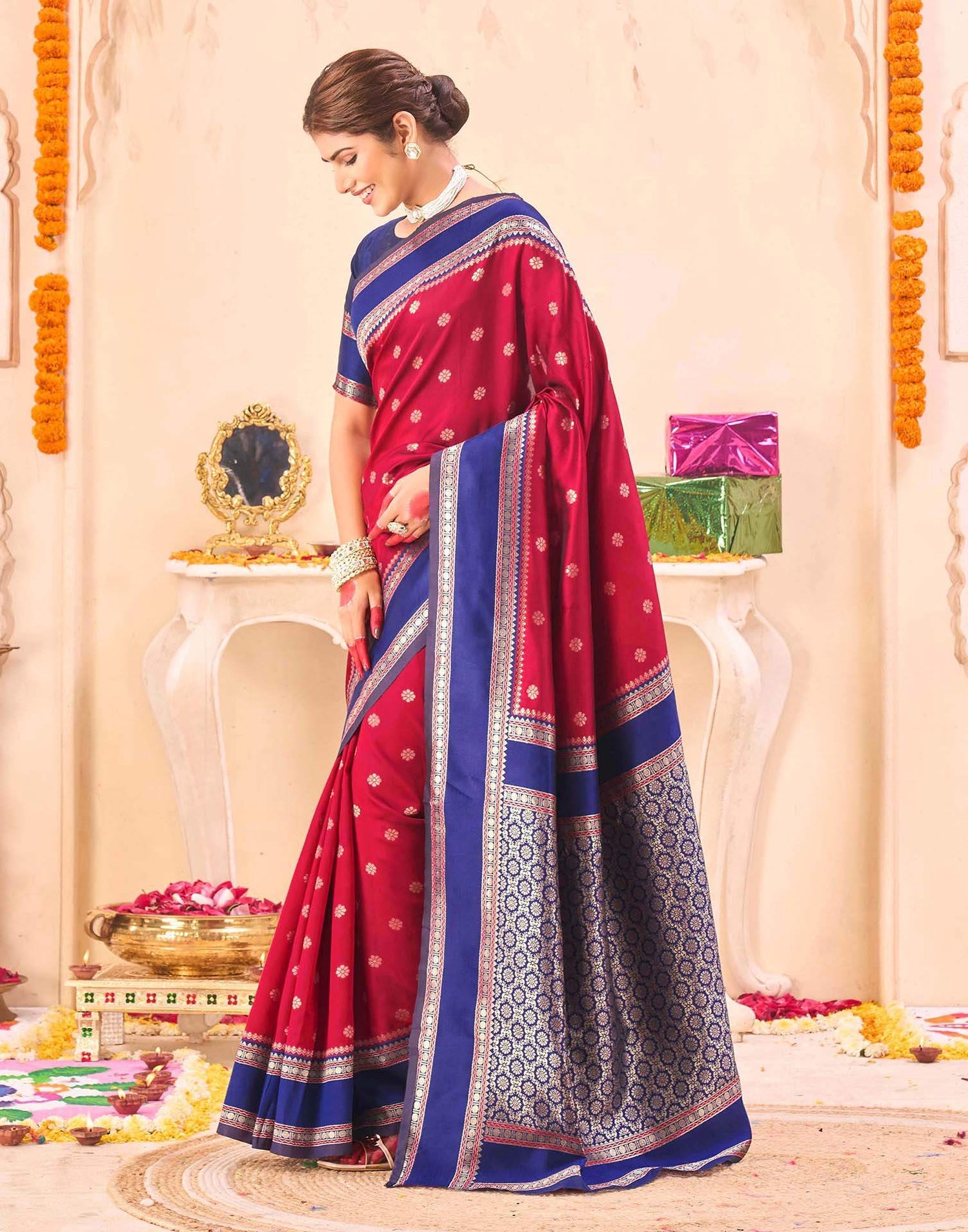 Red Silk Woven Banarasi Saree