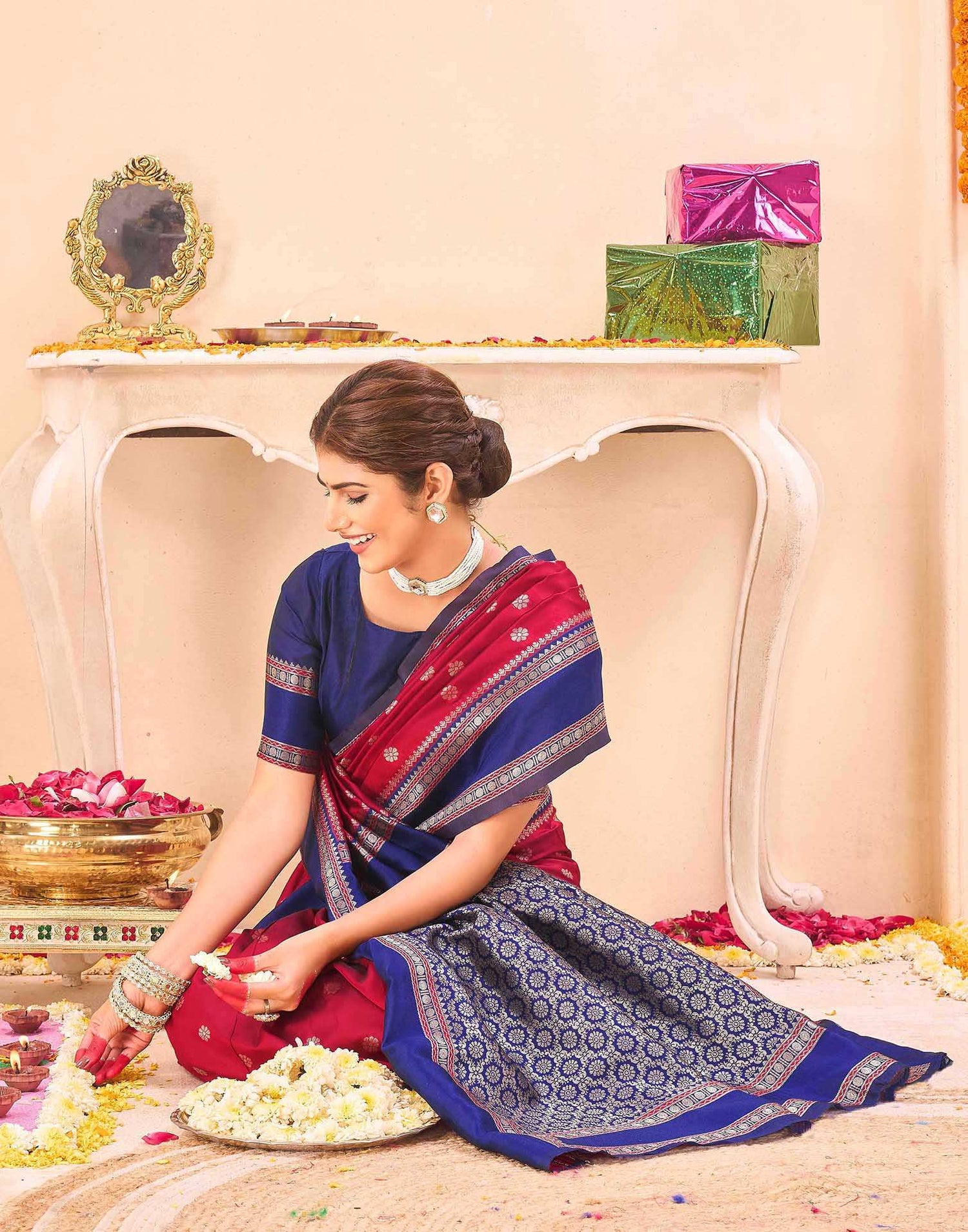 Red Silk Woven Banarasi Saree