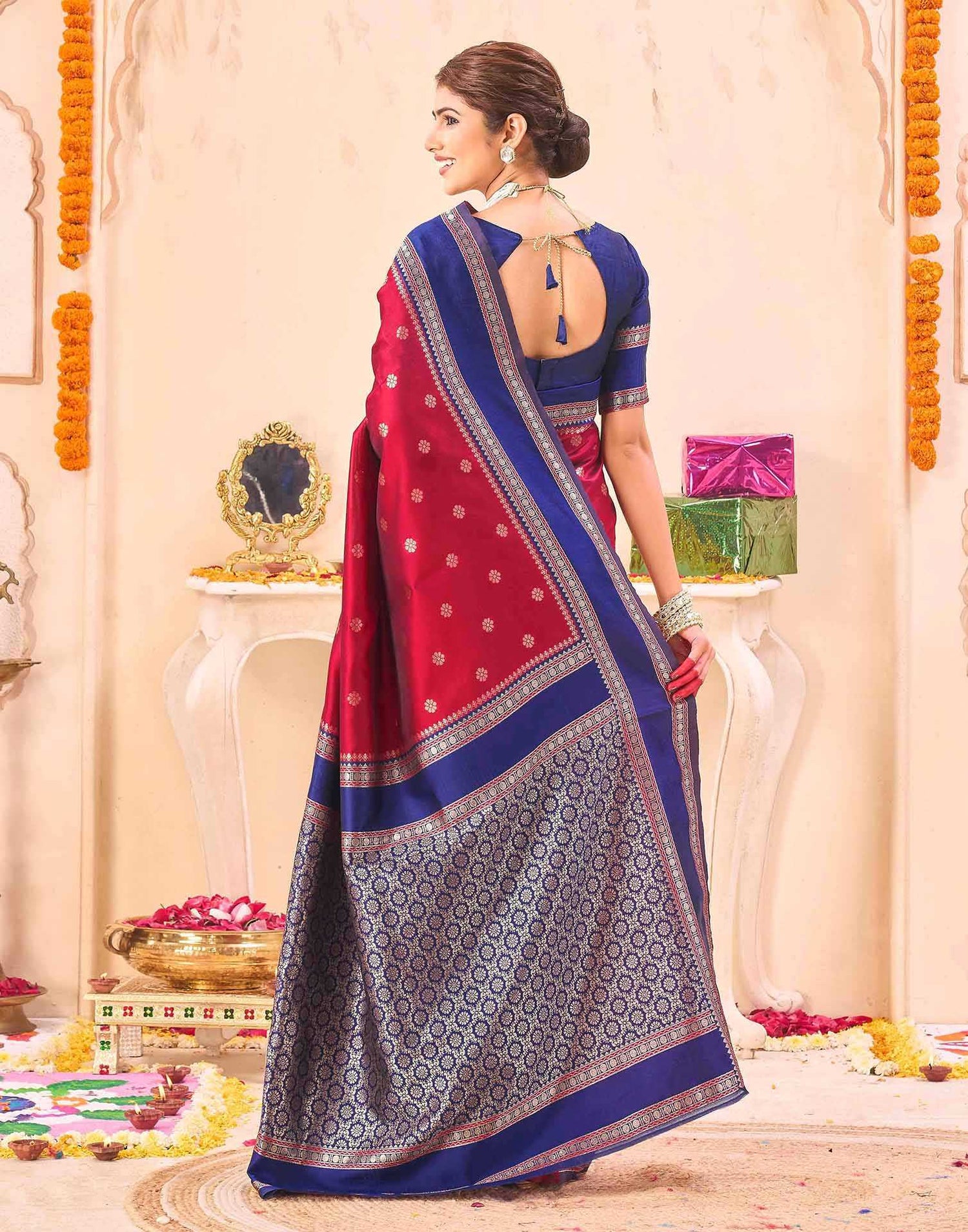 Red Silk Woven Banarasi Saree