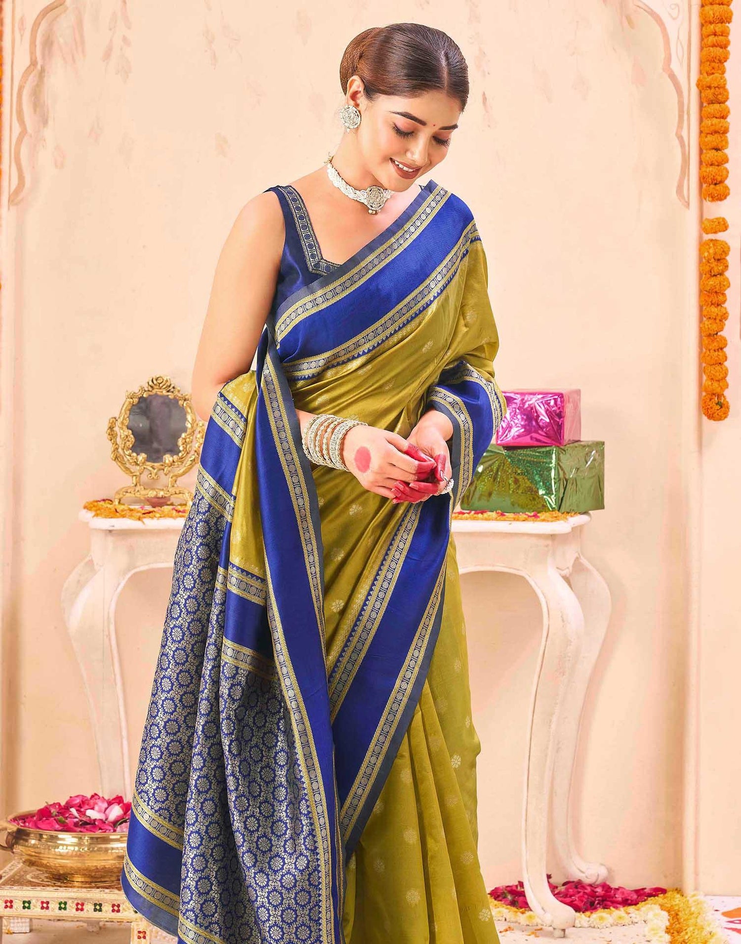 Yellow Silk Woven Banarasi Saree