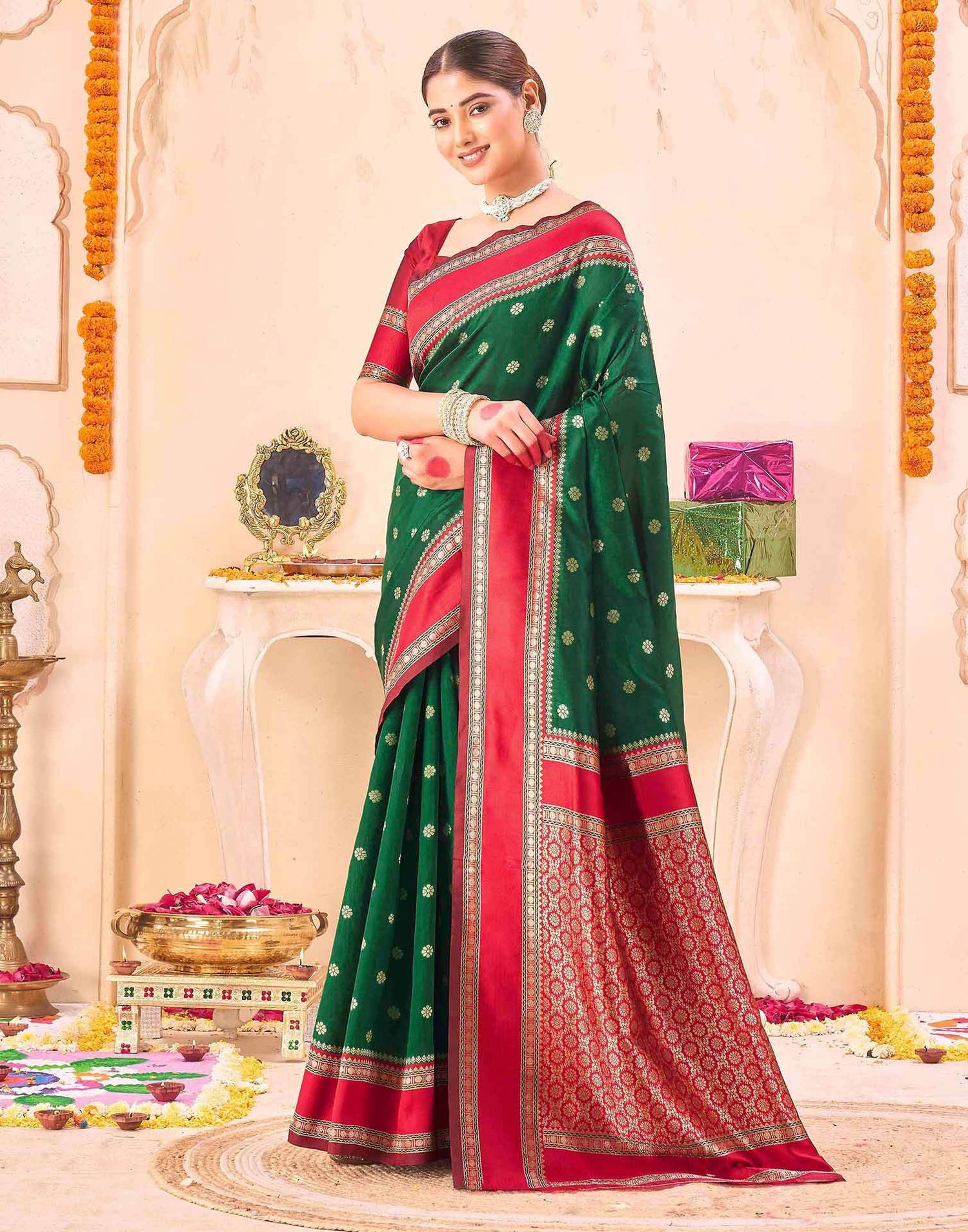 Green Silk Woven Banarasi Saree