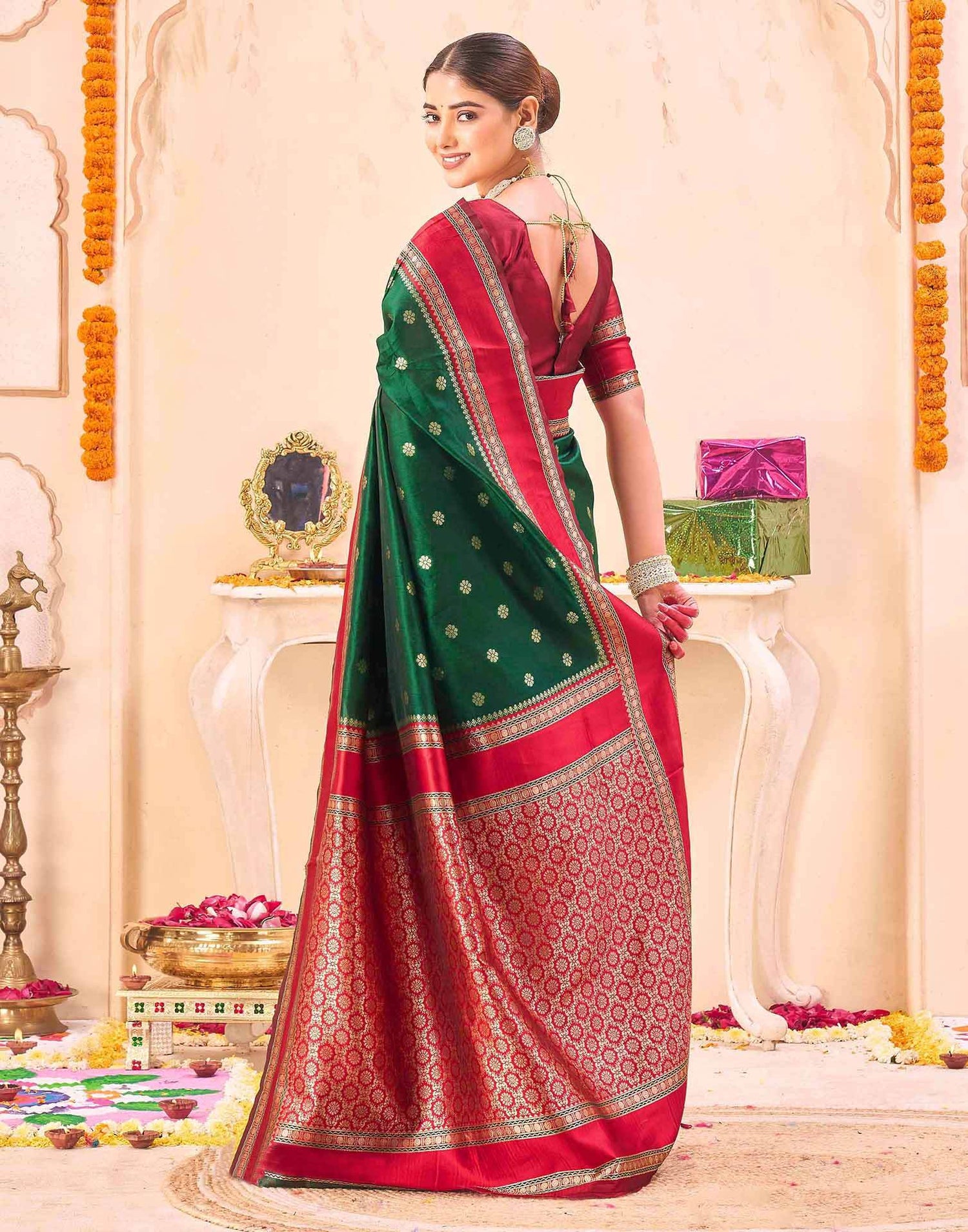 Green Silk Woven Banarasi Saree