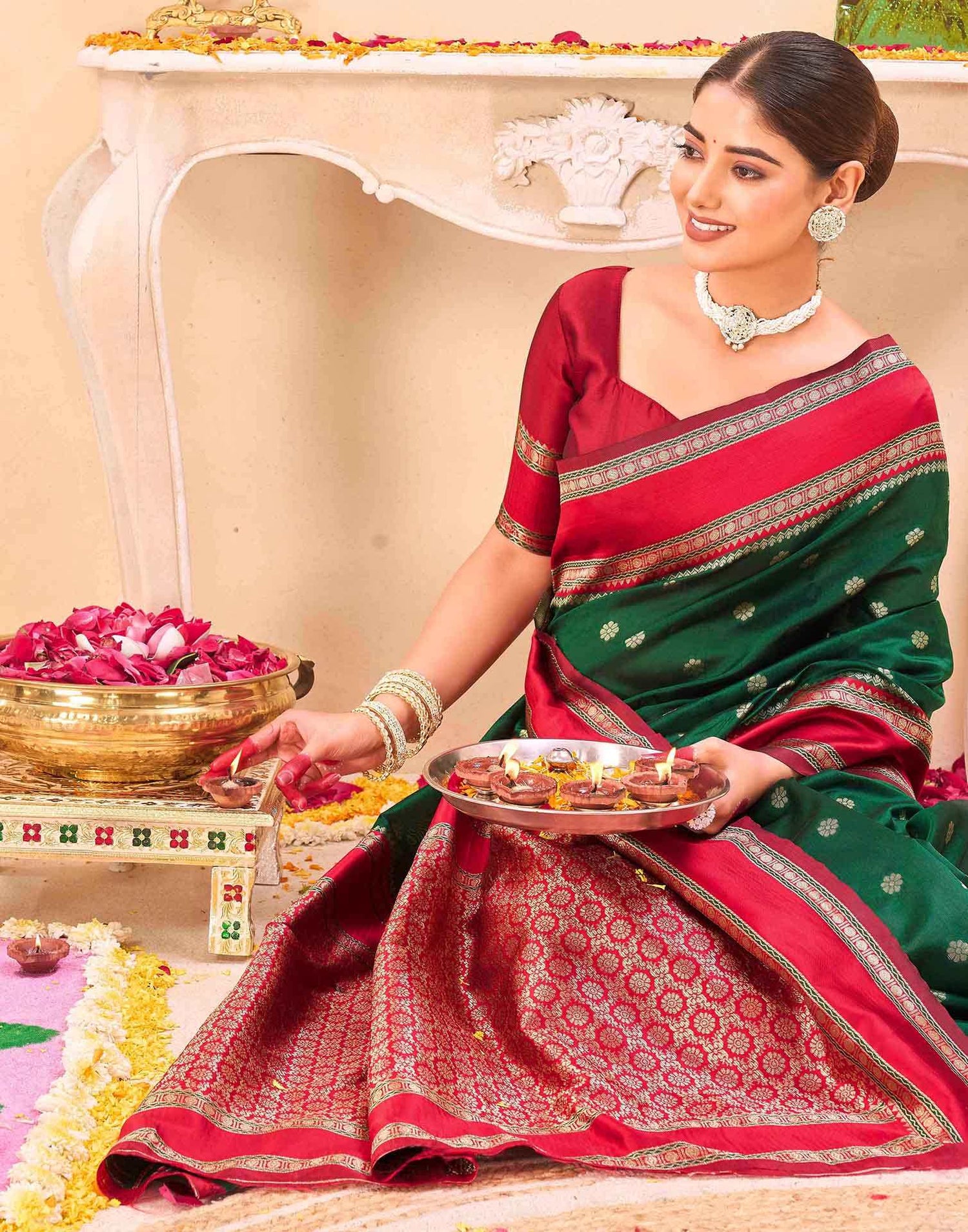 Green Silk Woven Banarasi Saree