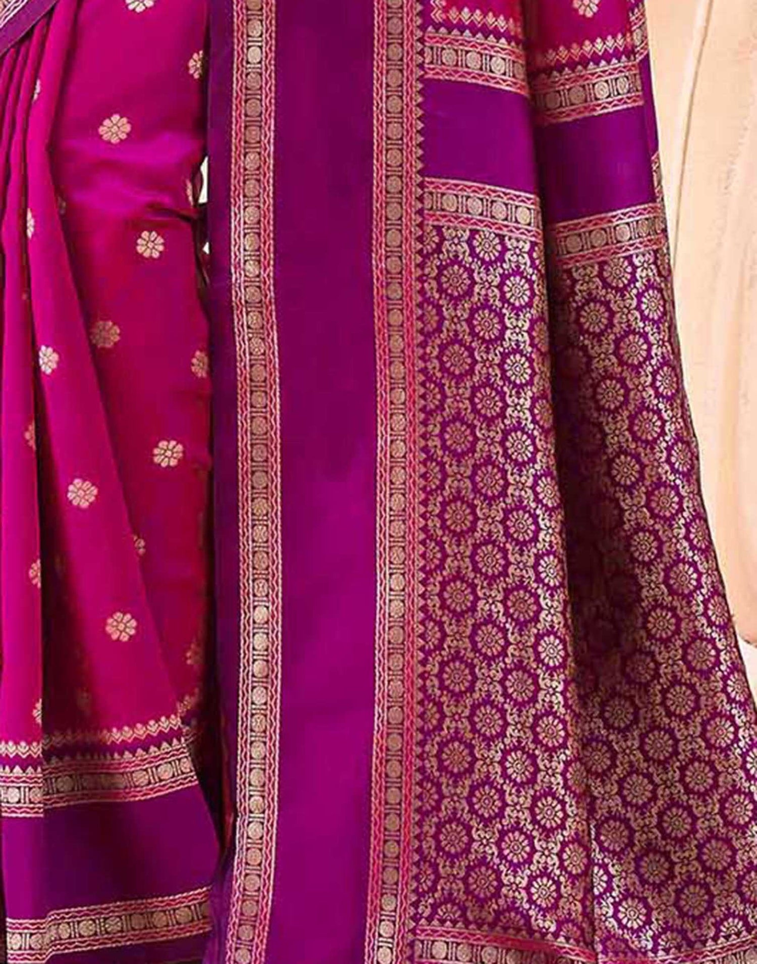 Magenta Silk Woven Banarasi Saree