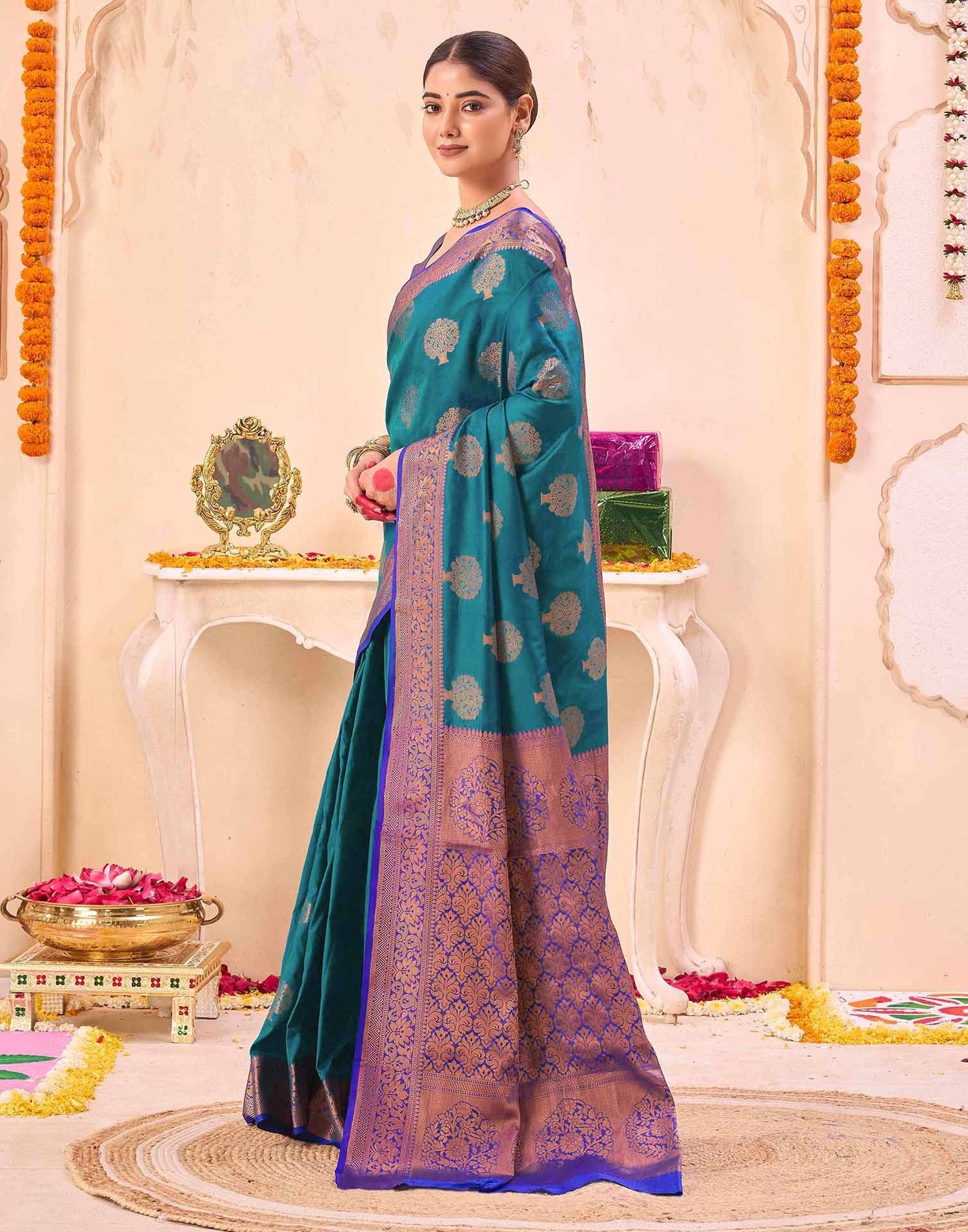 Blue Silk Woven Banarasi Saree