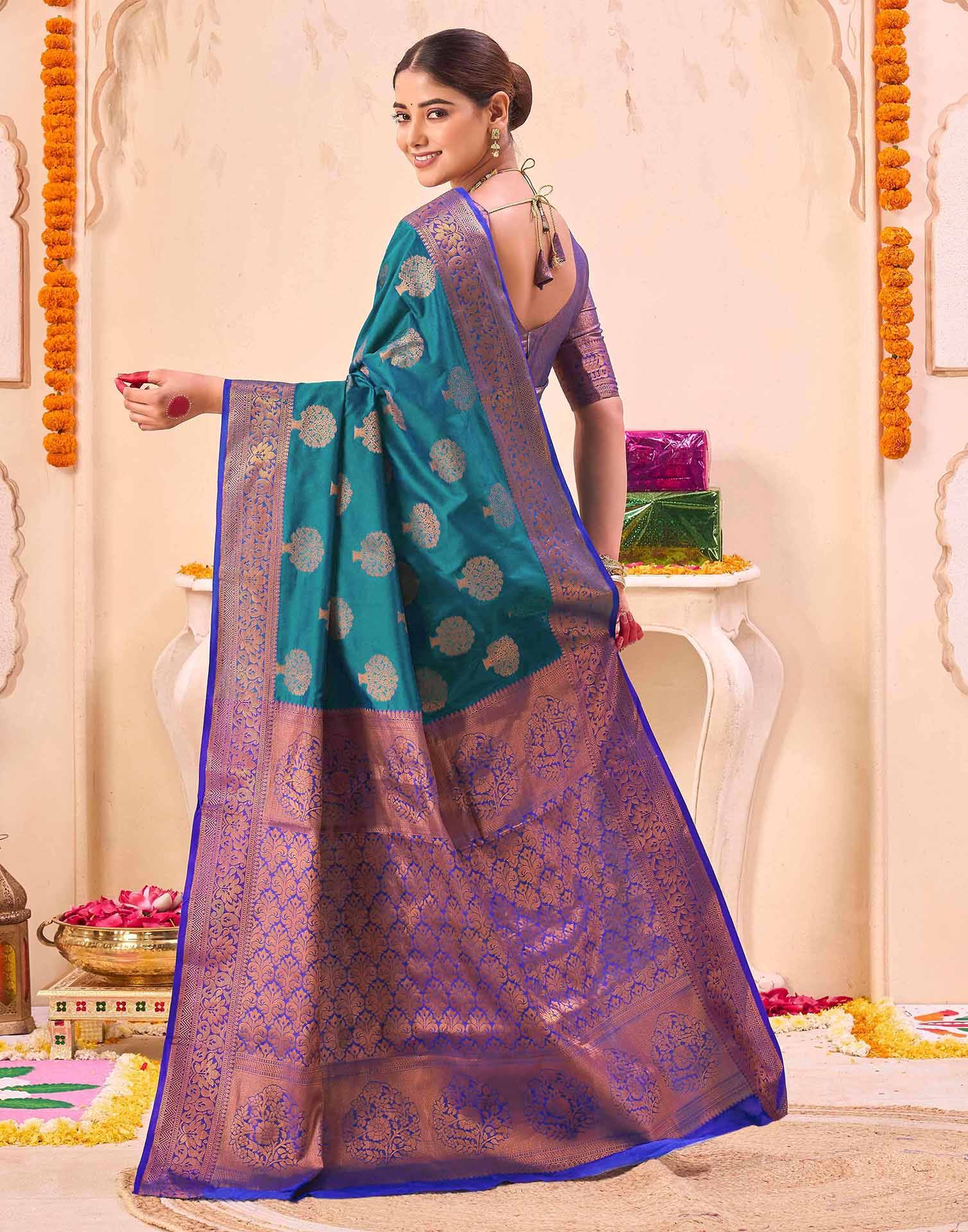 Blue Silk Woven Banarasi Saree