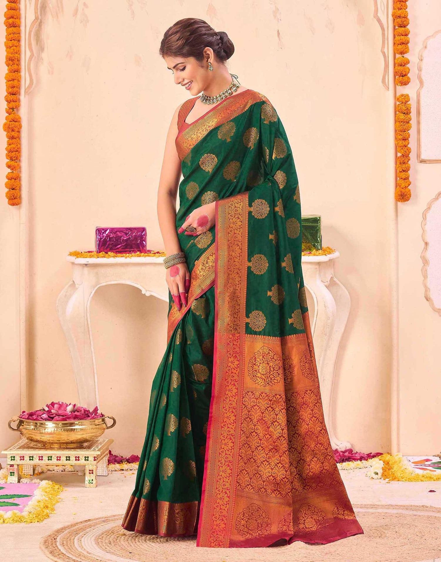 Green Silk Woven Banarasi Saree