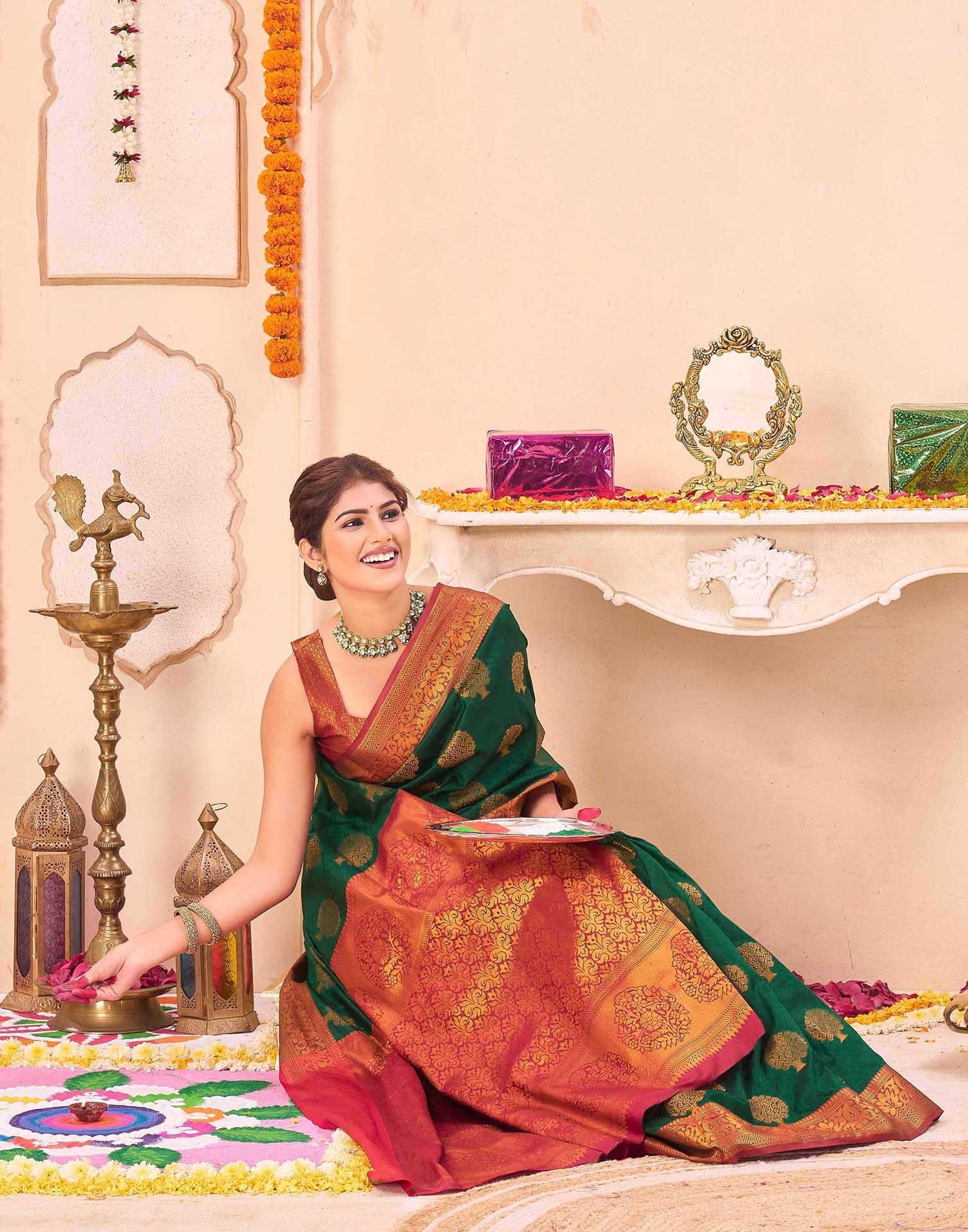 Green Silk Woven Banarasi Saree