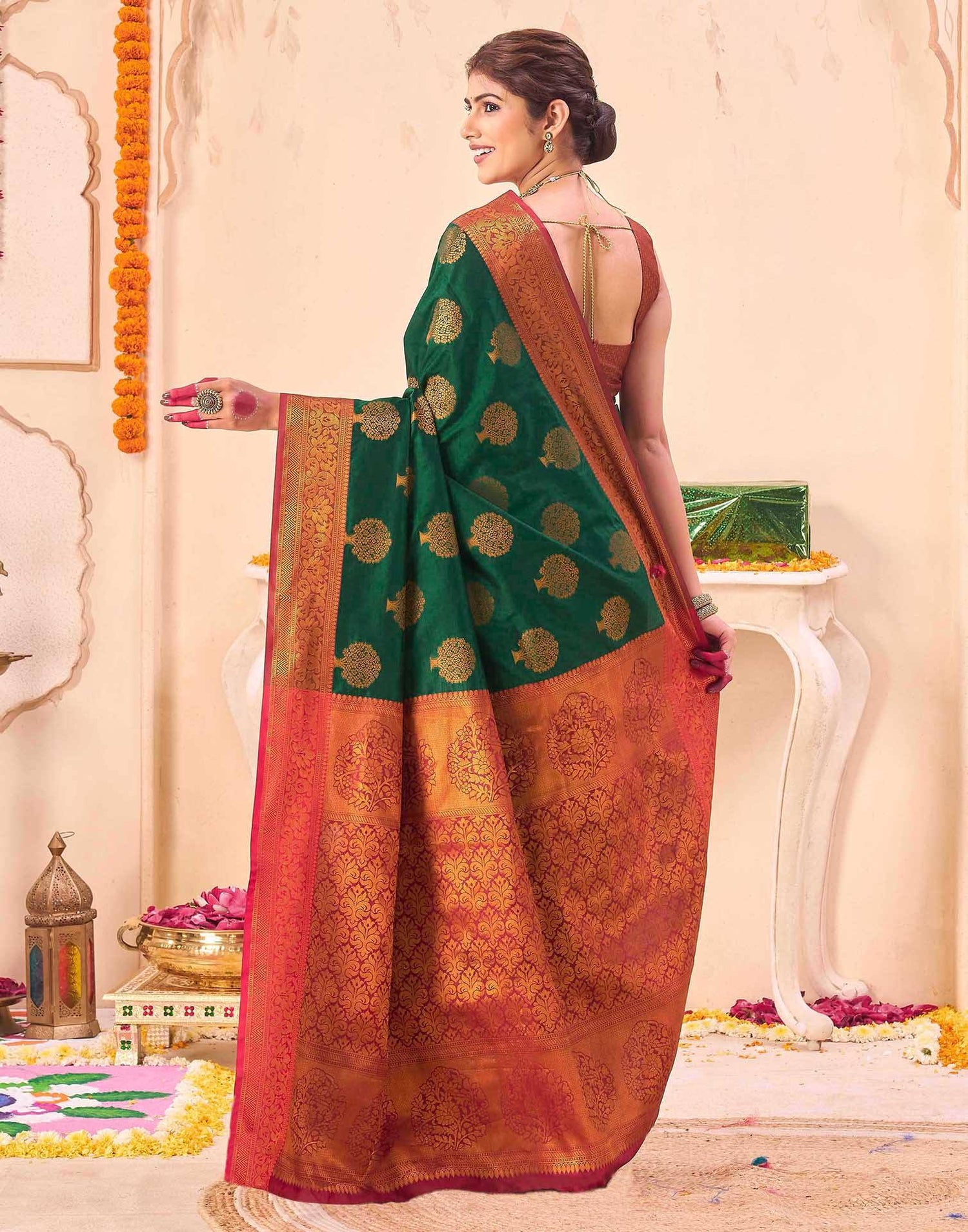Green Silk Woven Banarasi Saree