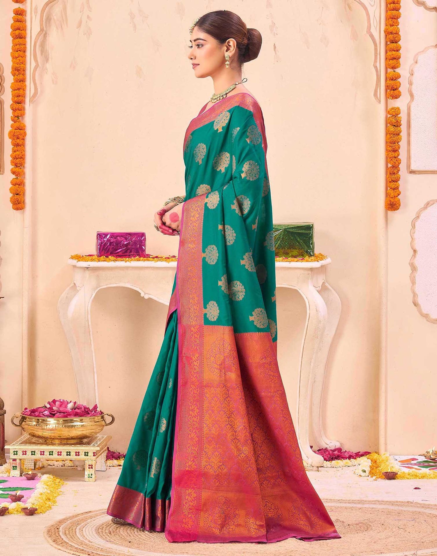 Green Silk Woven Banarasi Saree