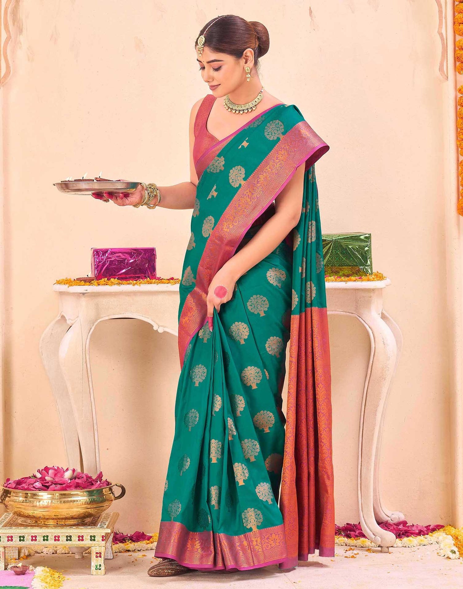 Green Silk Woven Banarasi Saree