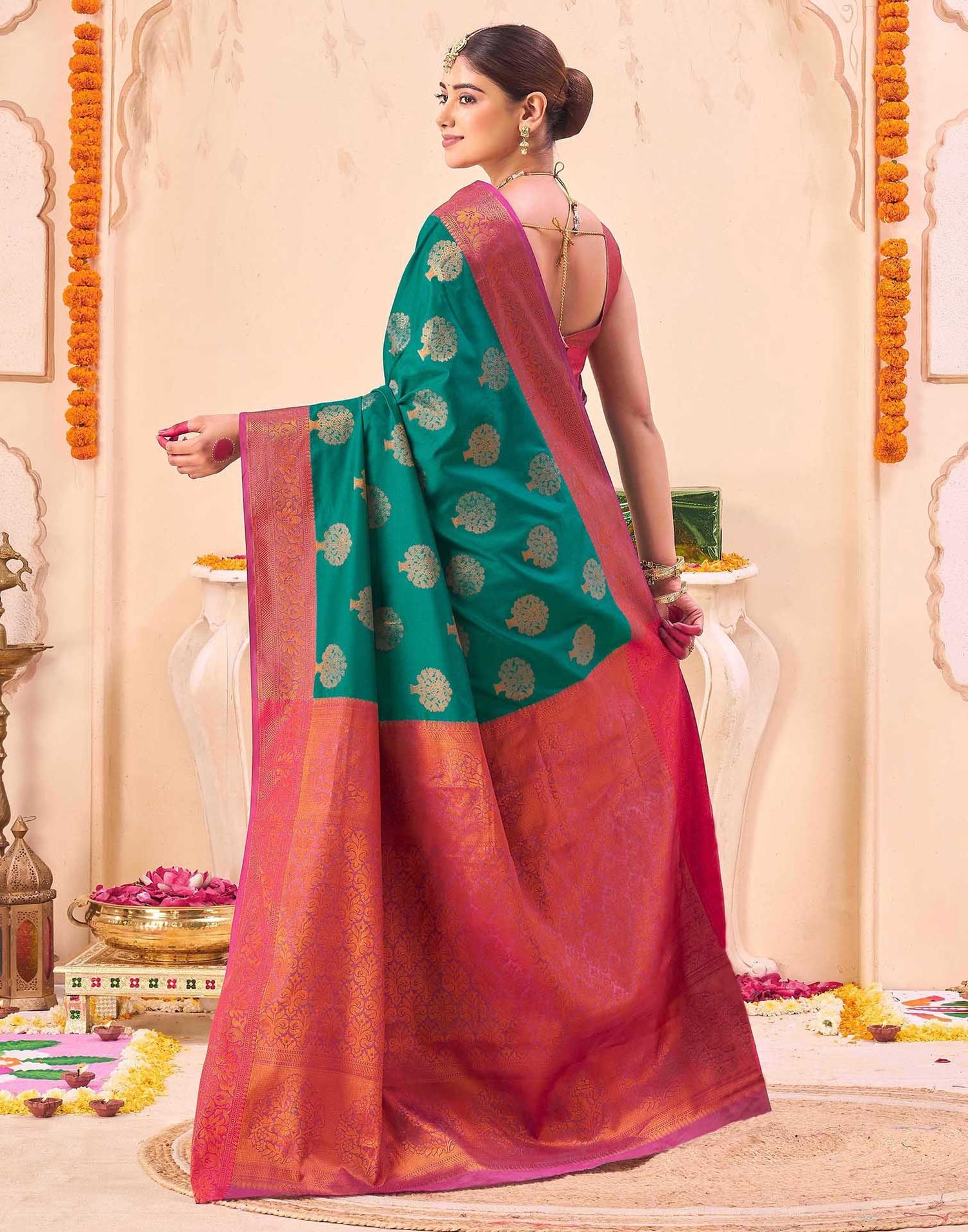 Green Silk Woven Banarasi Saree