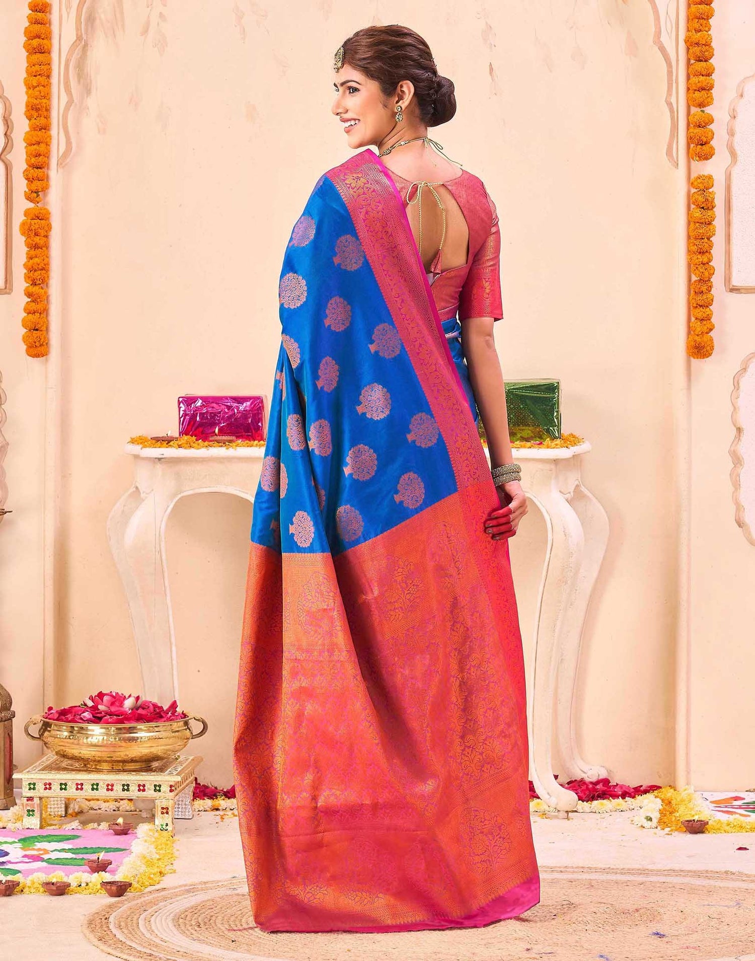 Blue Silk Woven Banarasi Saree