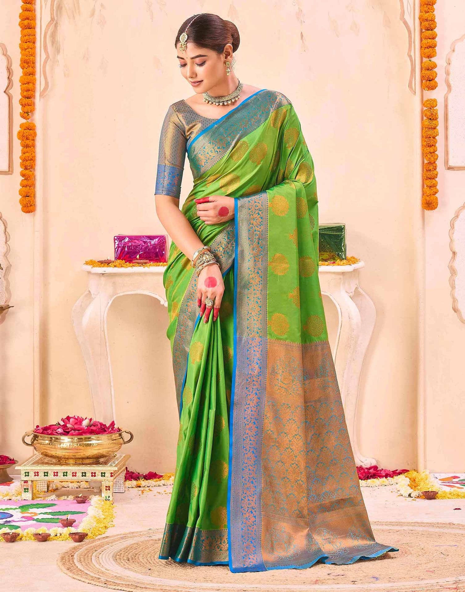 Green Silk Woven Banarasi Saree