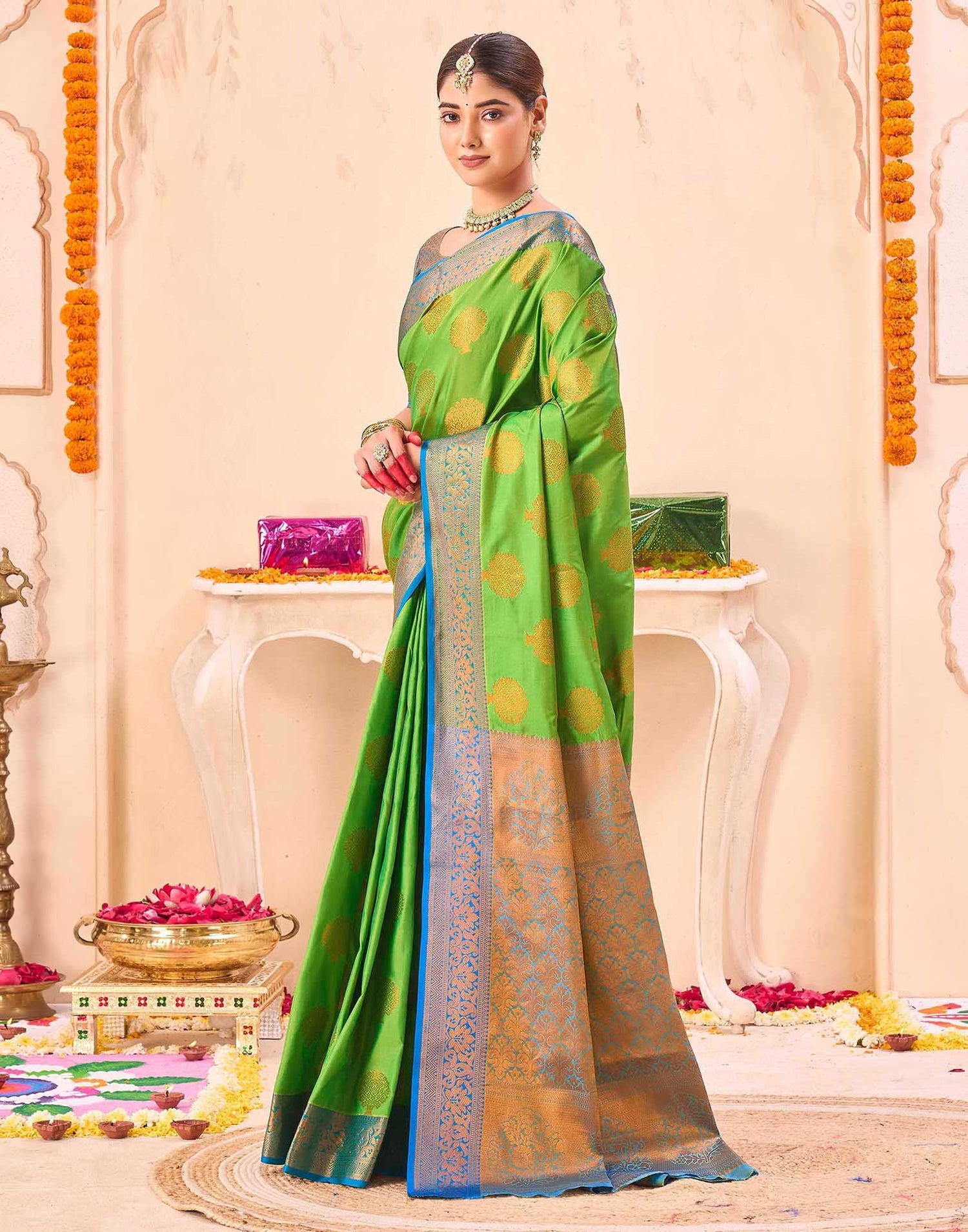 Green Silk Woven Banarasi Saree
