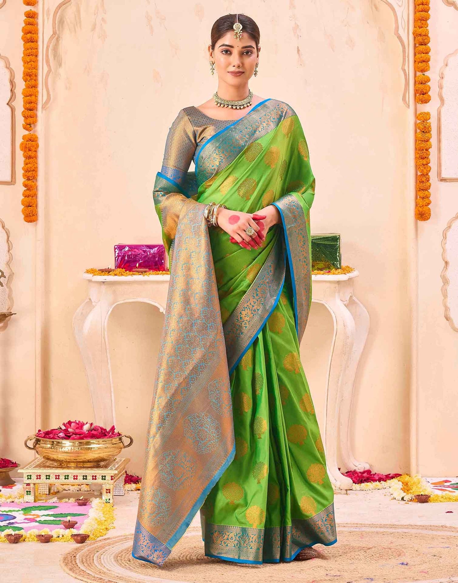 Green Silk Woven Banarasi Saree