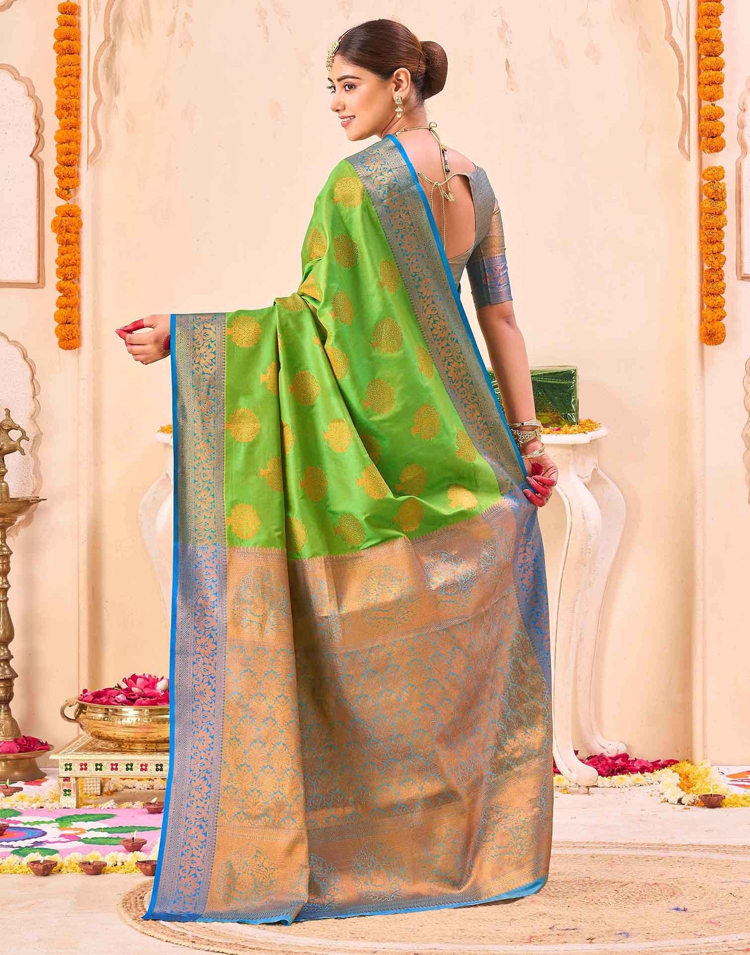 Green Silk Woven Banarasi Saree