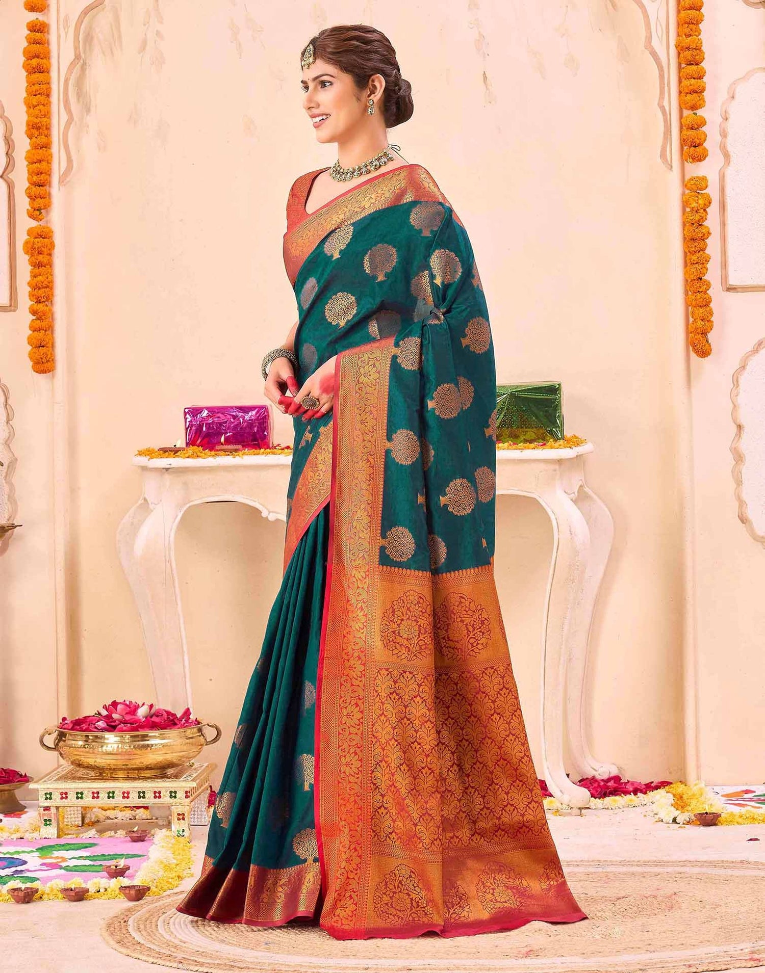 Blue Silk Woven Banarasi Saree