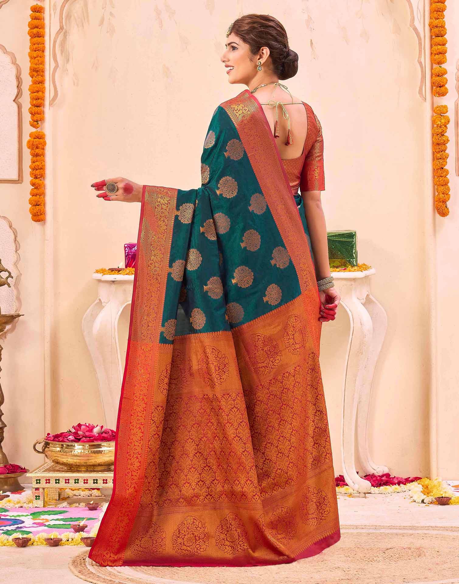 Blue Silk Woven Banarasi Saree