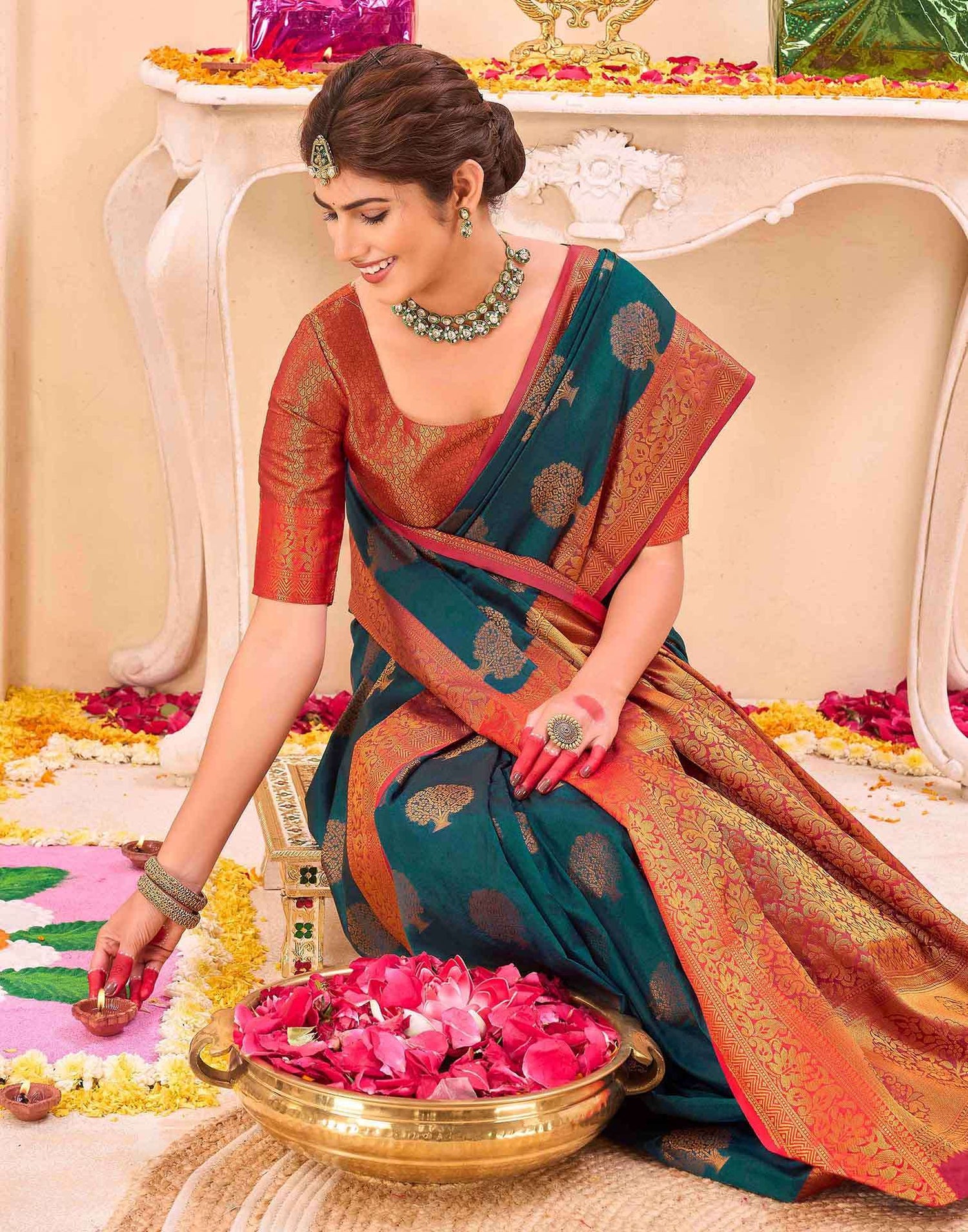 Blue Silk Woven Banarasi Saree