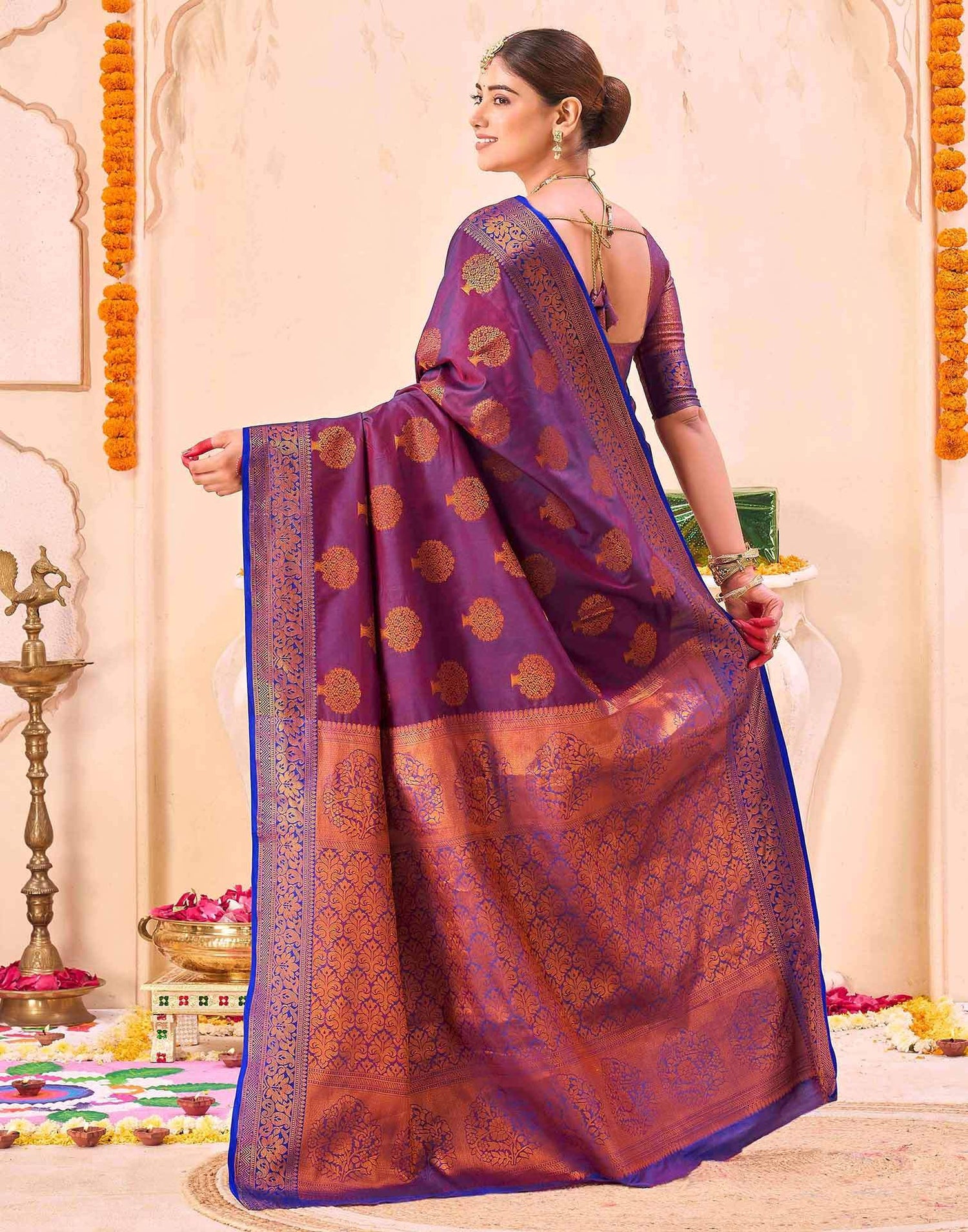 Purple Silk Woven Banarasi Saree