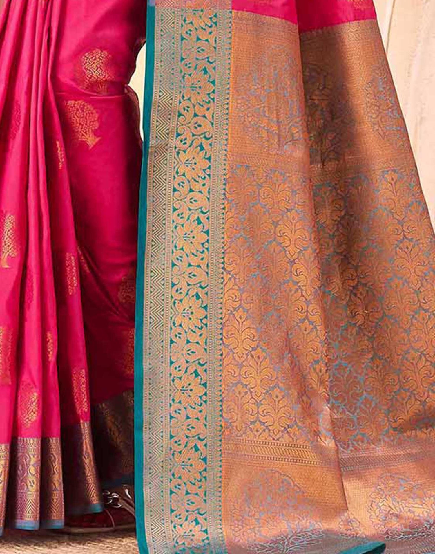 Pink Silk Woven Banarasi Saree