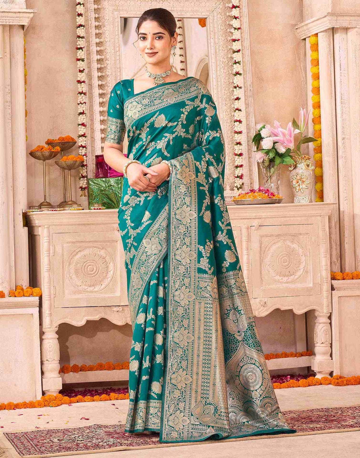 Green Silk Woven Banarasi Saree