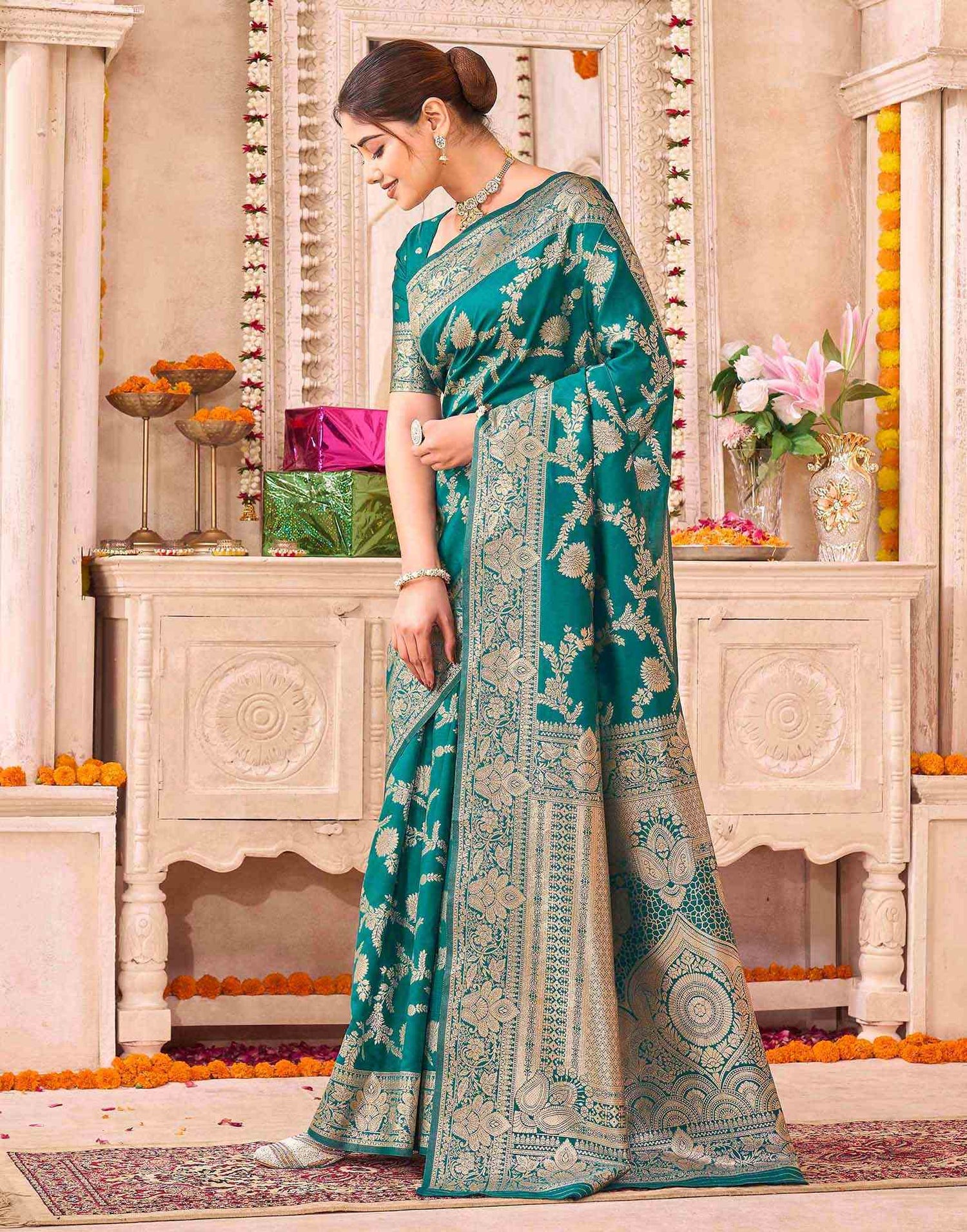 Green Silk Woven Banarasi Saree