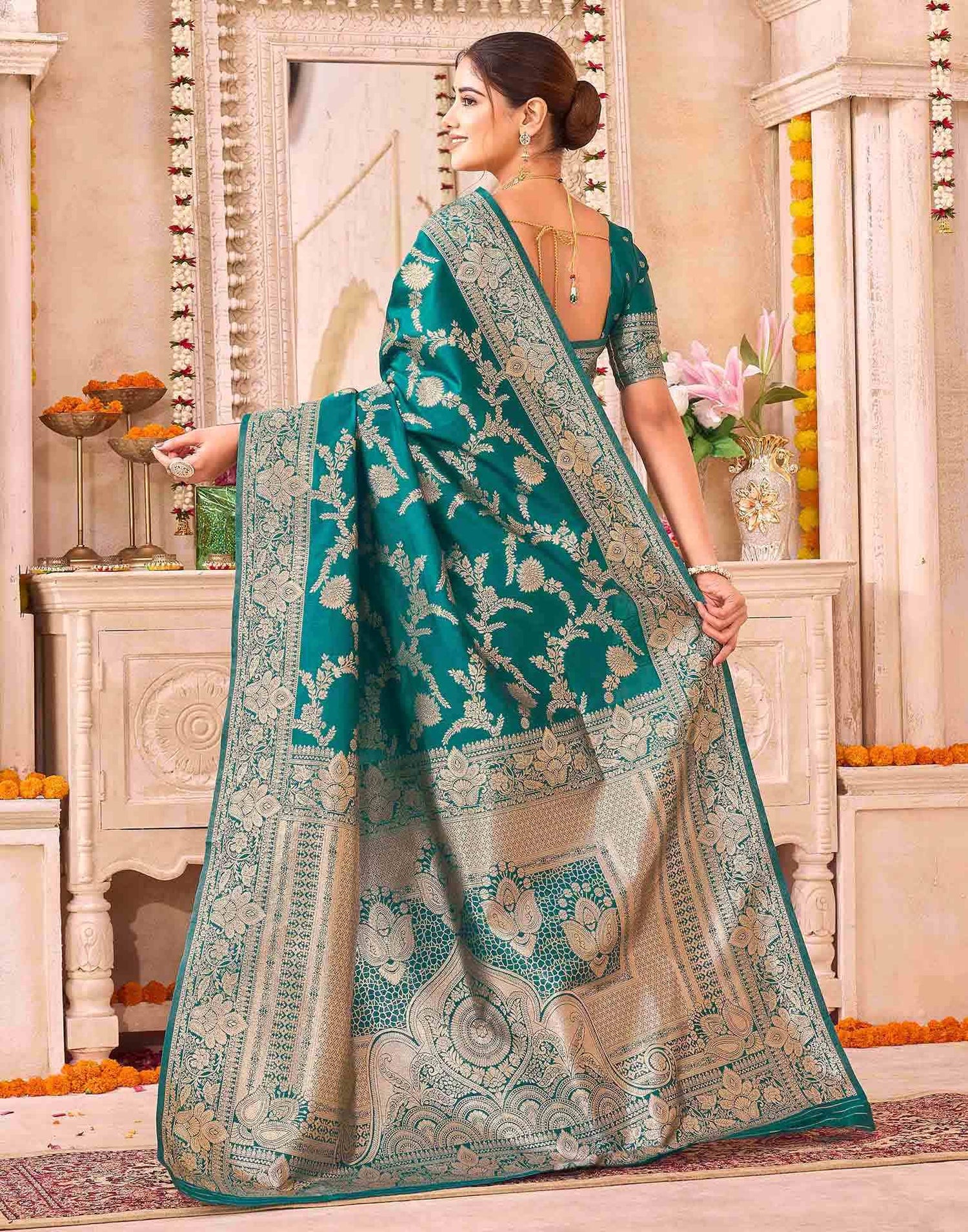 Green Silk Woven Banarasi Saree