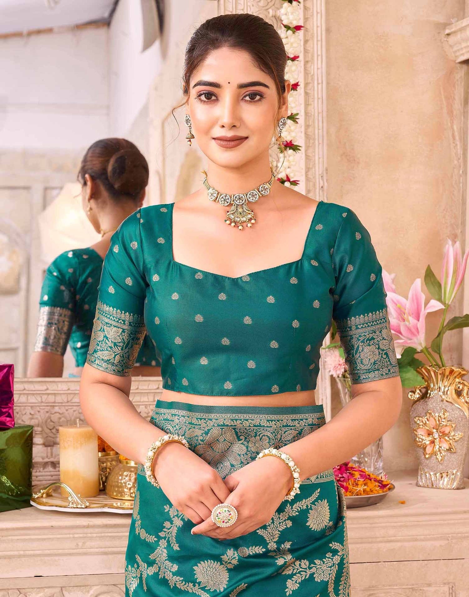 Green Silk Woven Banarasi Saree