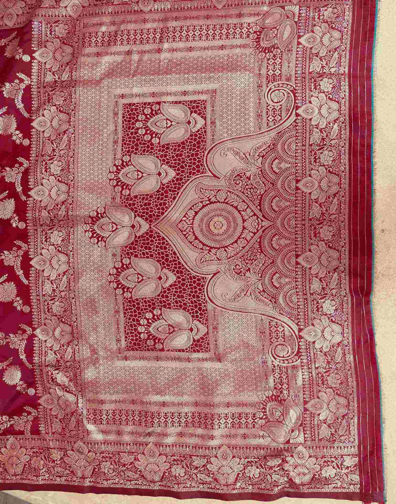 Maroon Silk Woven Banarasi Saree