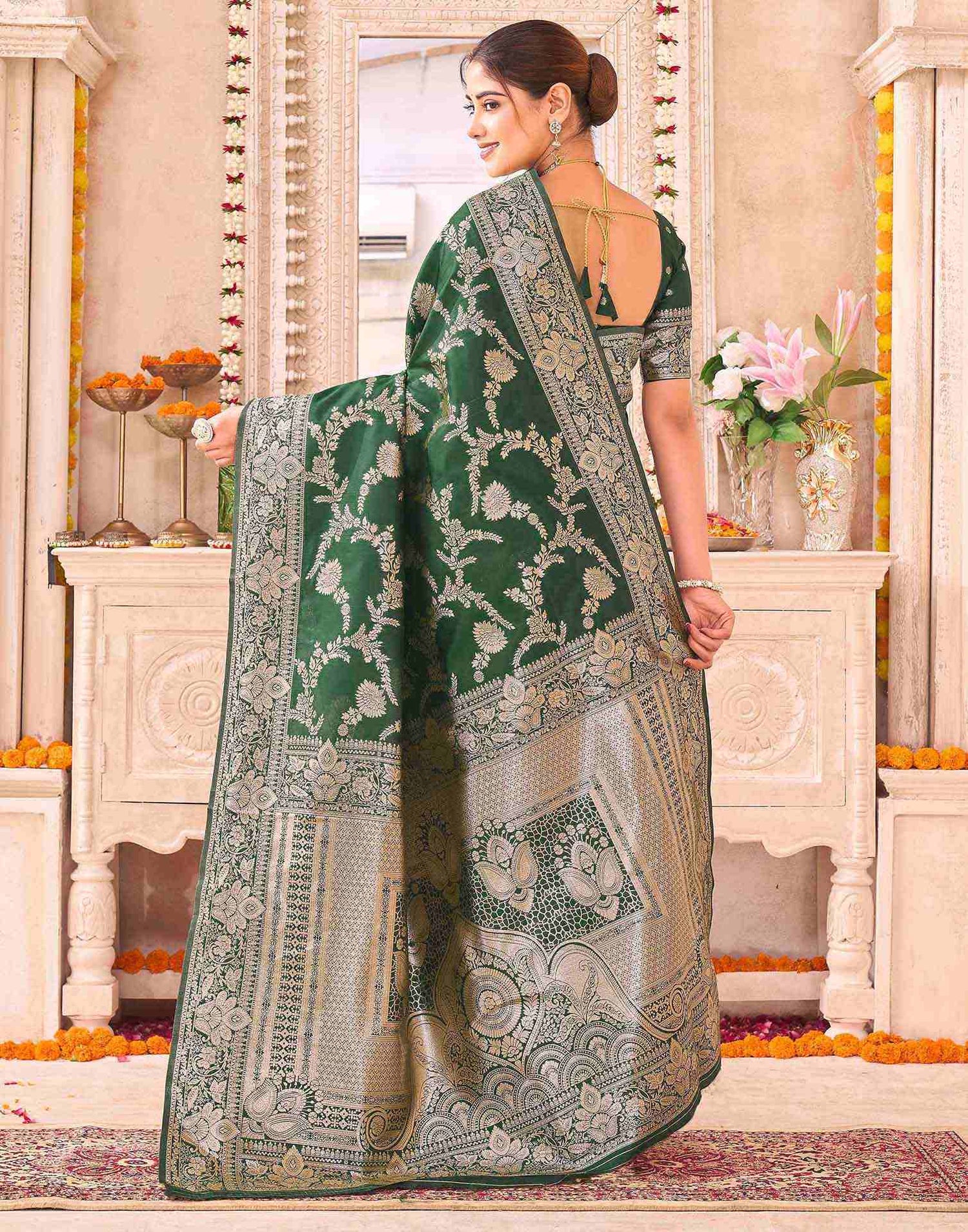 Green Silk Woven Banarasi Saree