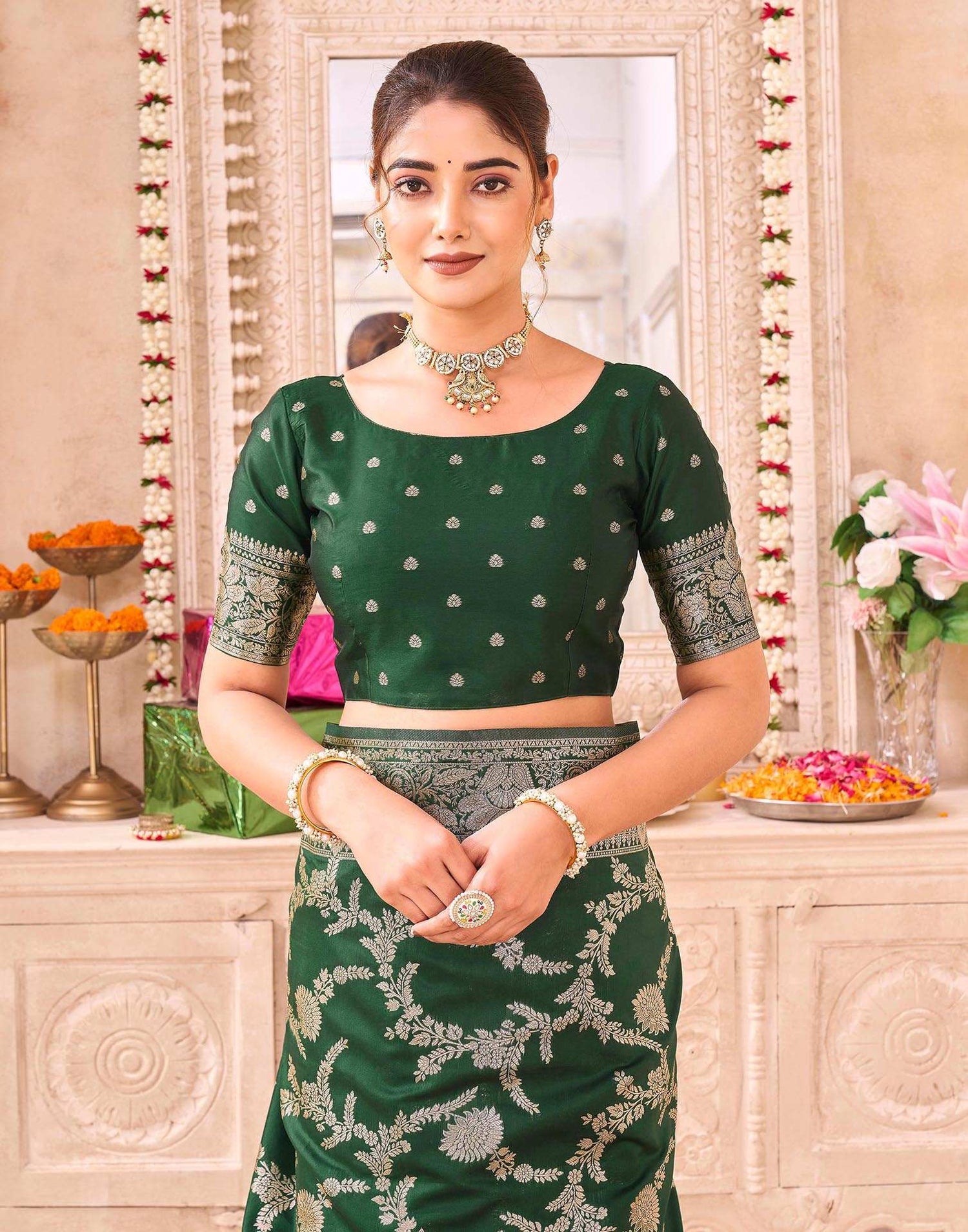 Green Silk Woven Banarasi Saree