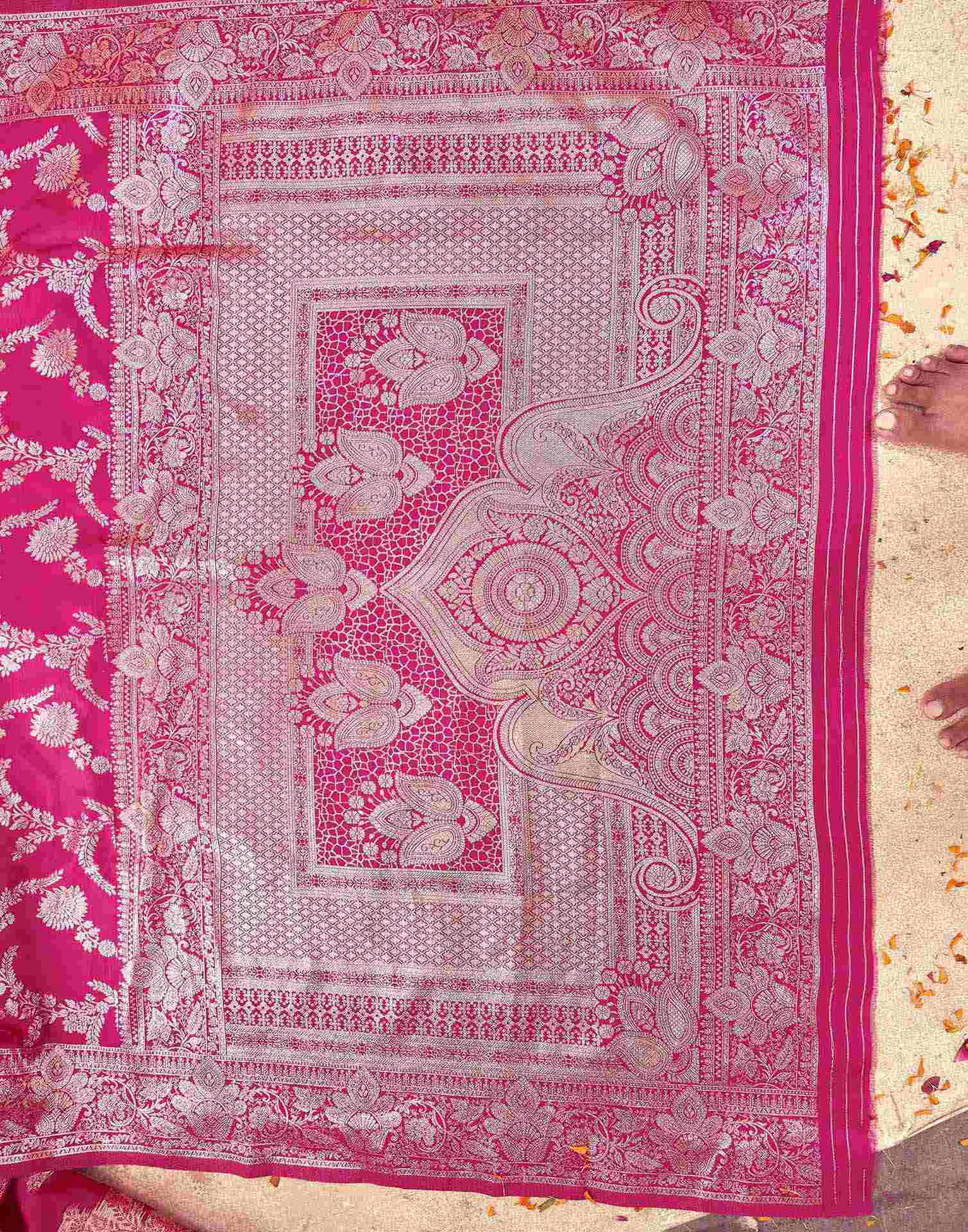 Pink Silk Woven Banarasi Saree