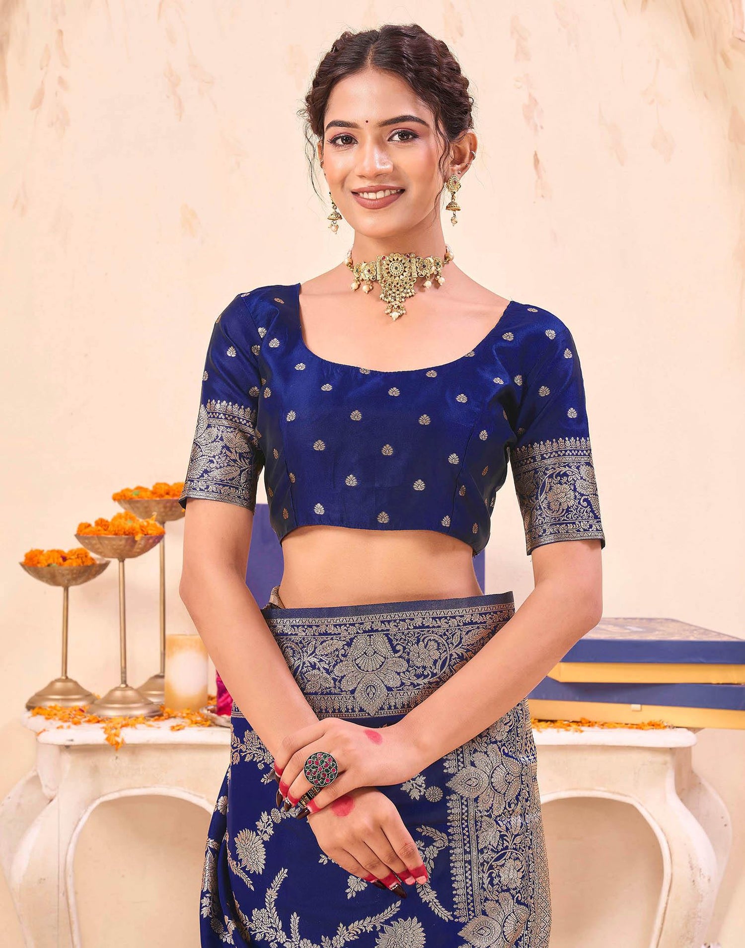 Blue Silk Woven Banarasi Saree