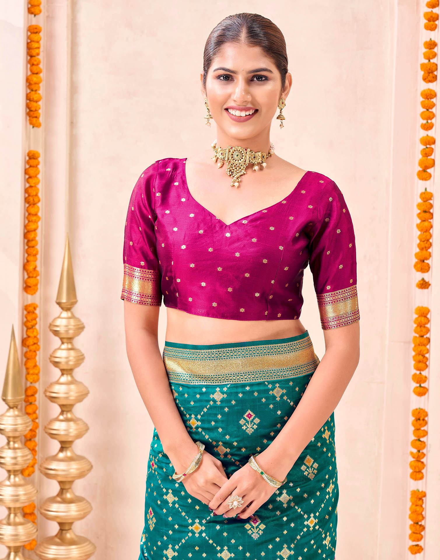 Teal Green Silk Woven Patola Saree