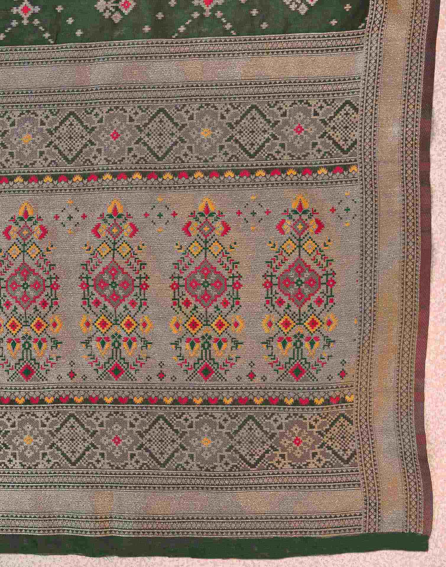 Dark Green Silk Woven Patola Saree