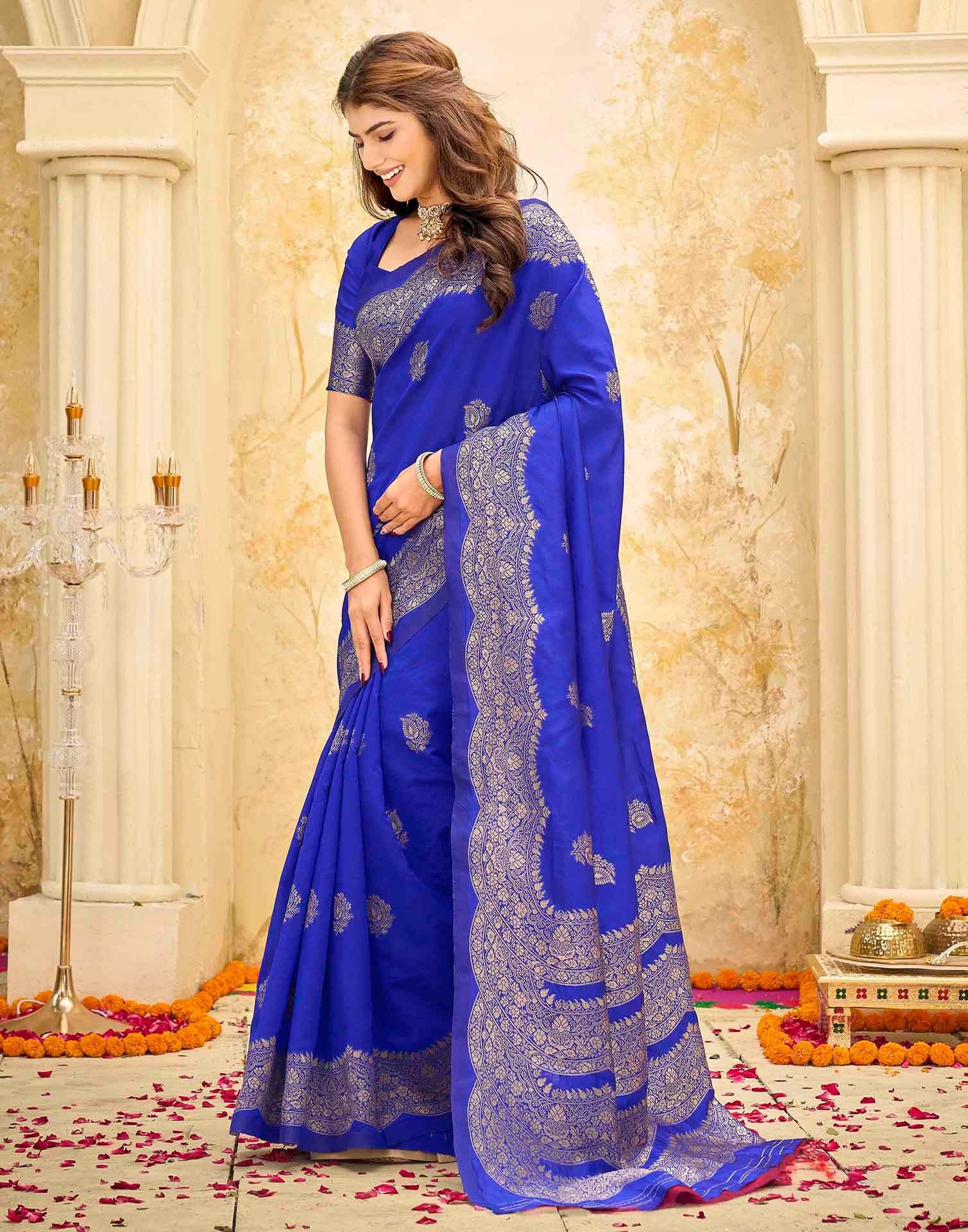 Blue Silk Woven Saree