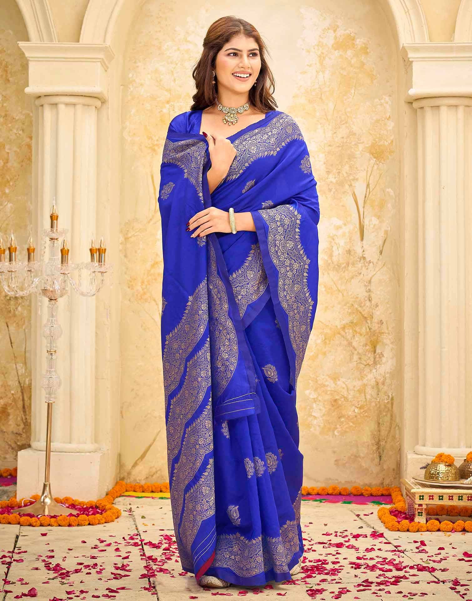 Blue Silk Woven Saree
