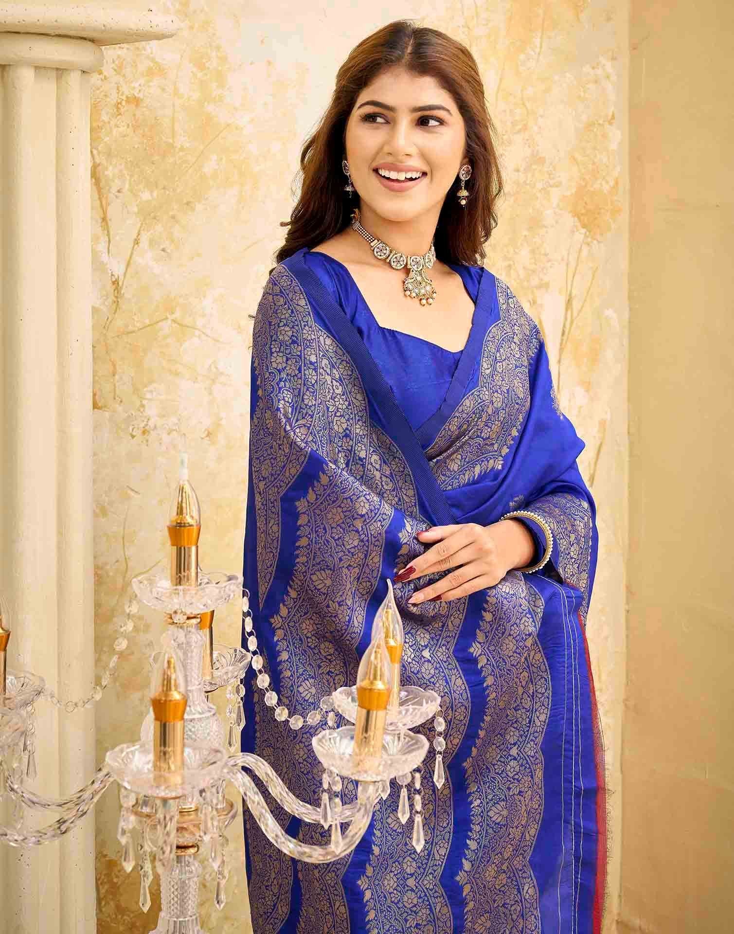 Blue Silk Woven Saree